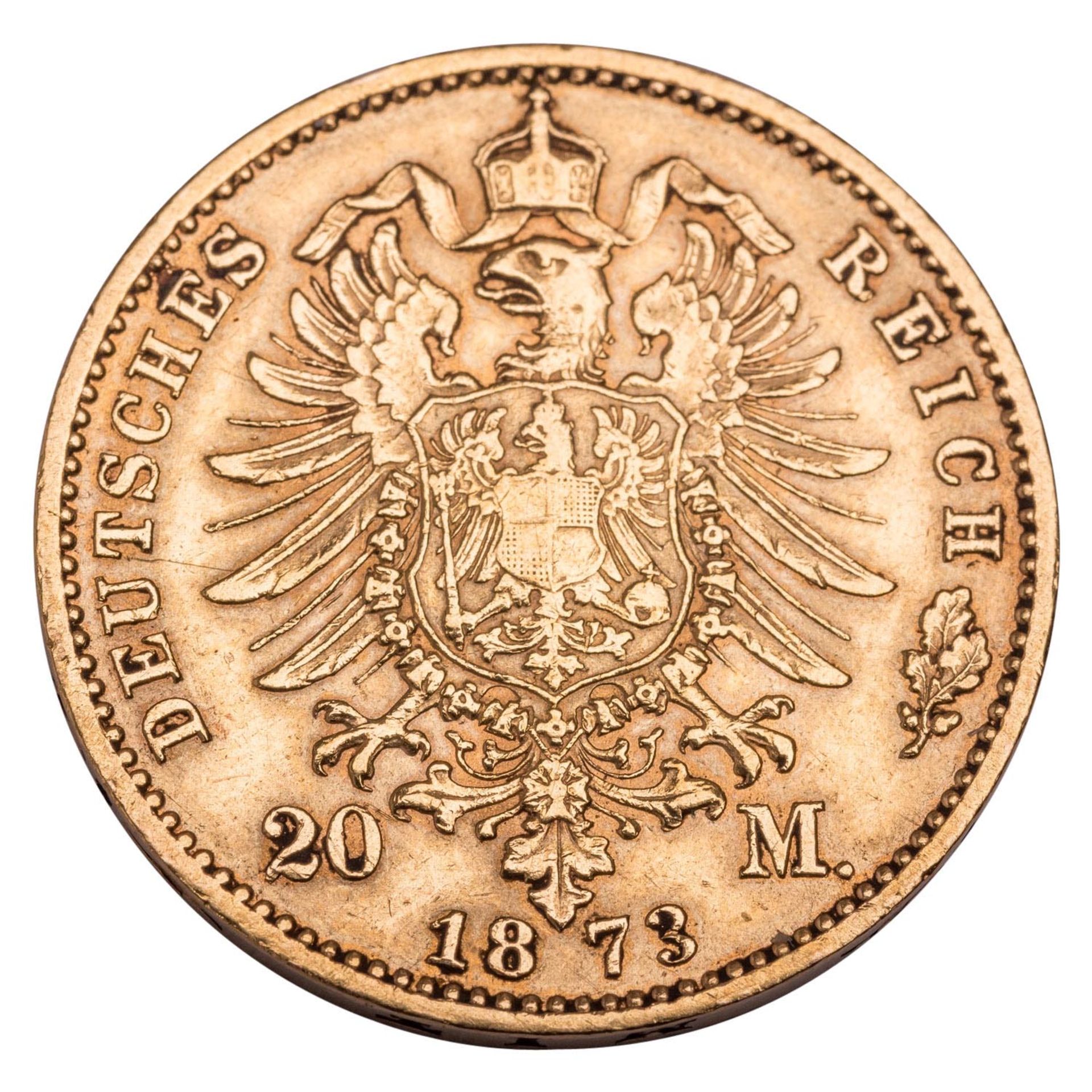 Dt. Kaiserreich /GOLD - Württemberg, Karl,  20 Mark 1873-F - Bild 2 aus 2