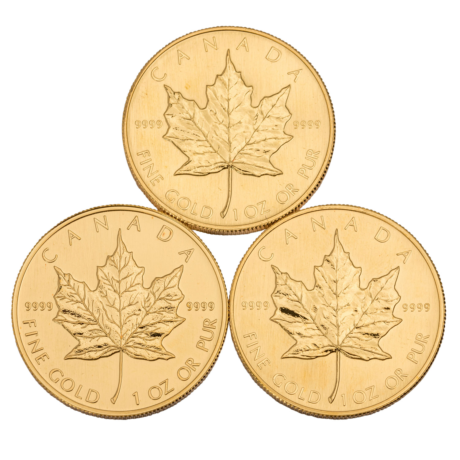 3 x Kanada/Gold - 50 Dollars 1985/1988/1990, Maple Leaf, - Bild 2 aus 2