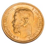 Russisches Zarenreich /GOLD - Nikolai II. 5 Rb 1898