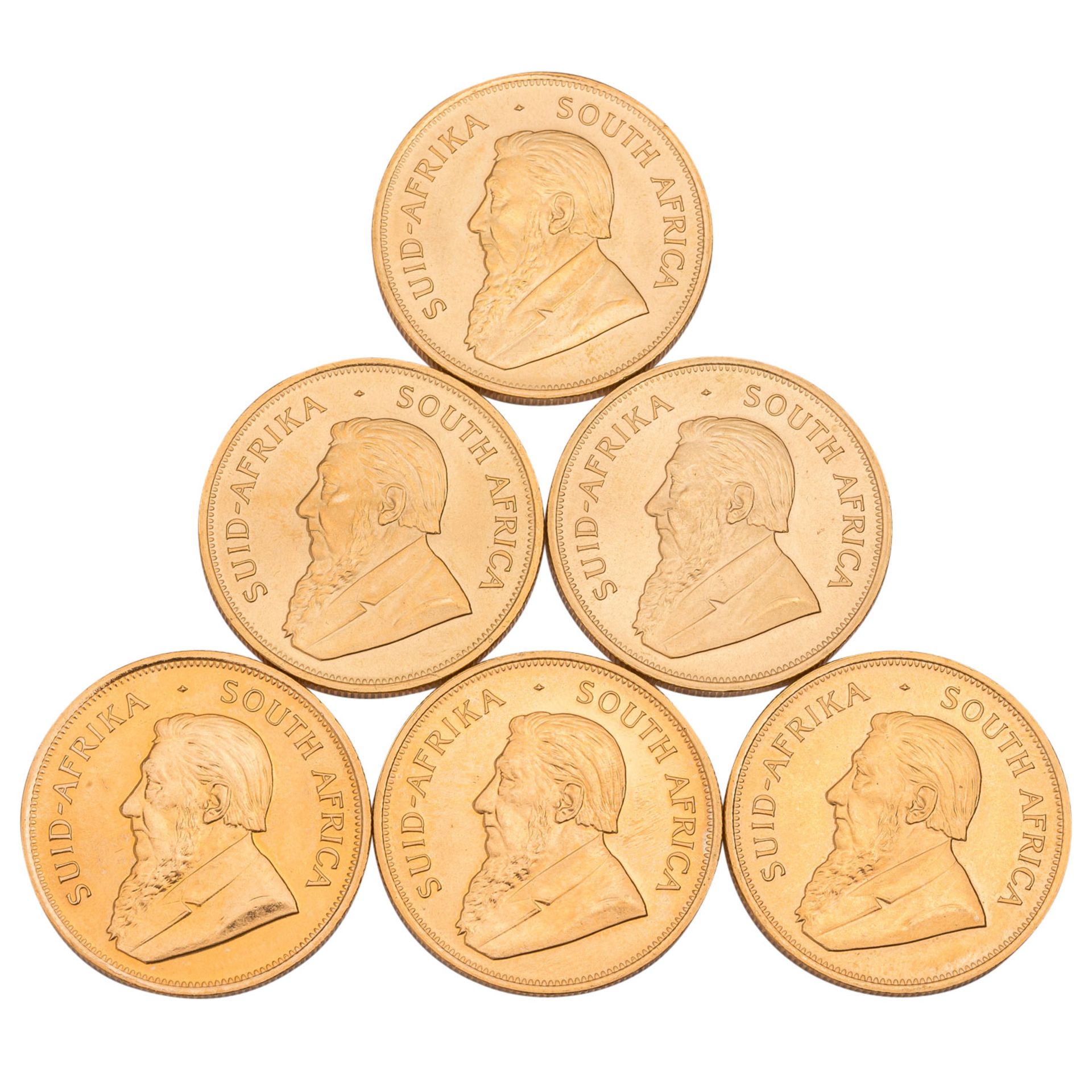 6 x Südafrika/Gold - 1 Krügerrand der Jahre 1982 (2x) / 1983 /1984 (3x),