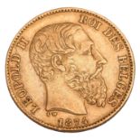 Belgien /GOLD - Leopold II. 20 Francs 1874