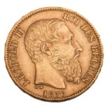 Belgien /GOLD - Leopold II. 20 Francs 1876