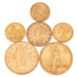 USA / Kleine Gold-Sammlung mit insgesamt ca. 97,5 g Feingehalt
