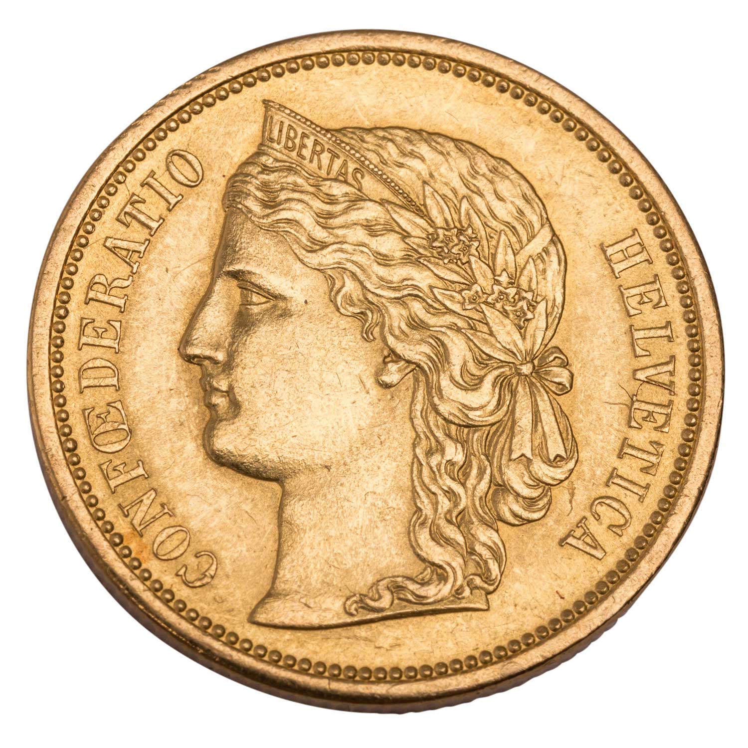 Schweiz - 20 Franken 1883, GOLD, - Image 2 of 2