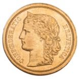 Schweiz /GOLD - 20 Sfr. Helvetia 1886