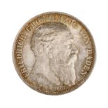 Dt. Kaiserreich /SILBER - Baden, Friedrich I. (1852-1907), 5 Mark 1907-G