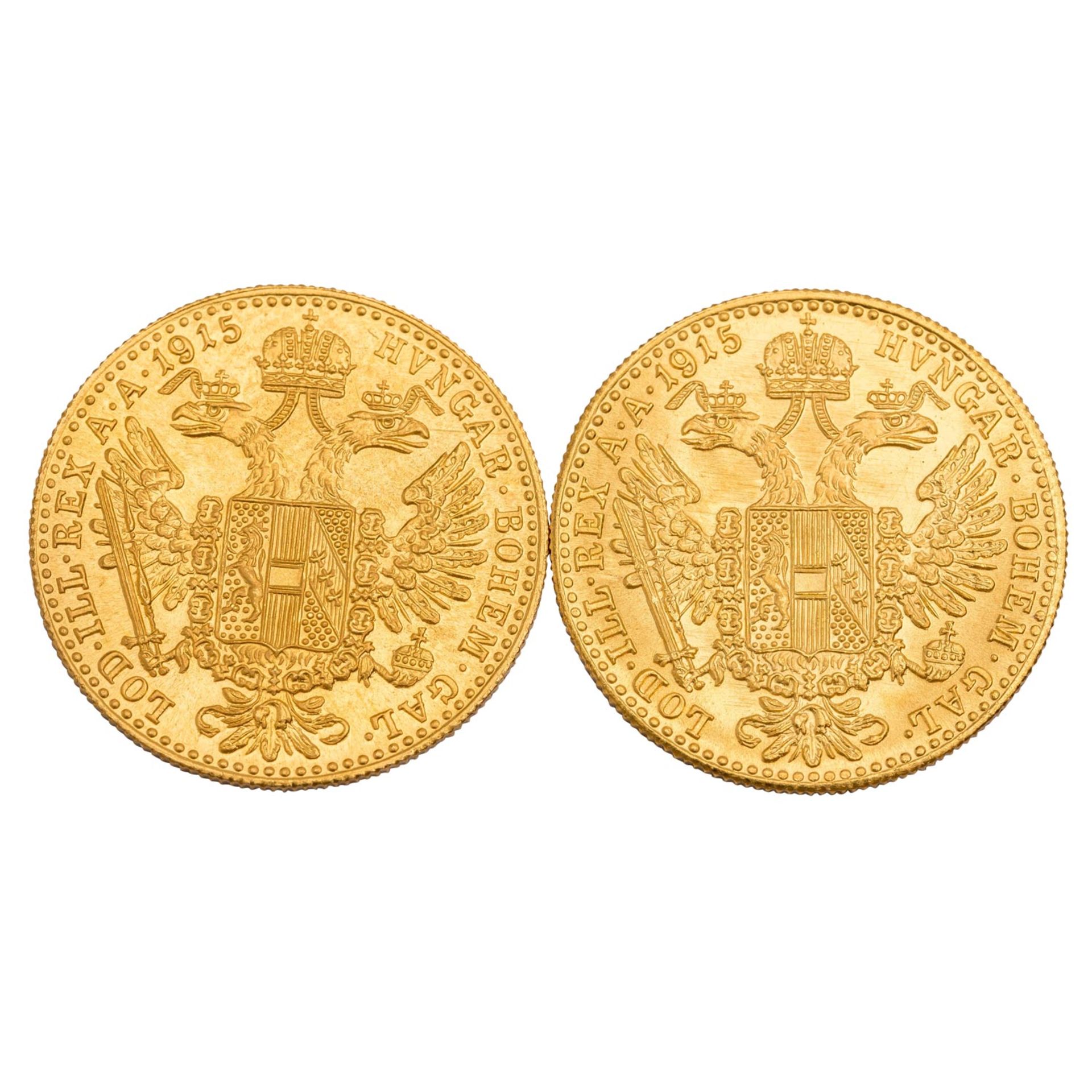 Österreich/GOLD - 2 x 1 Dukat 1915/NP - Image 2 of 2
