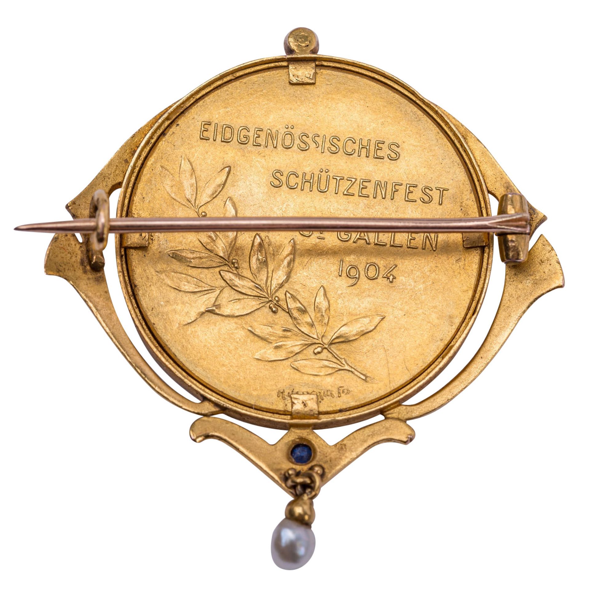 Schweiz - Goldmedaille 1904, Auf das Eidgenössische Schützenfest in St. Gallen, - Bild 2 aus 4