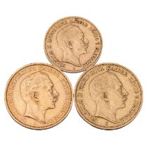Dt. Kaiserreich /GOLD-Lot - Preußen, Wilhelm II. 2 x 20 Mark & 1 x 10 Mark