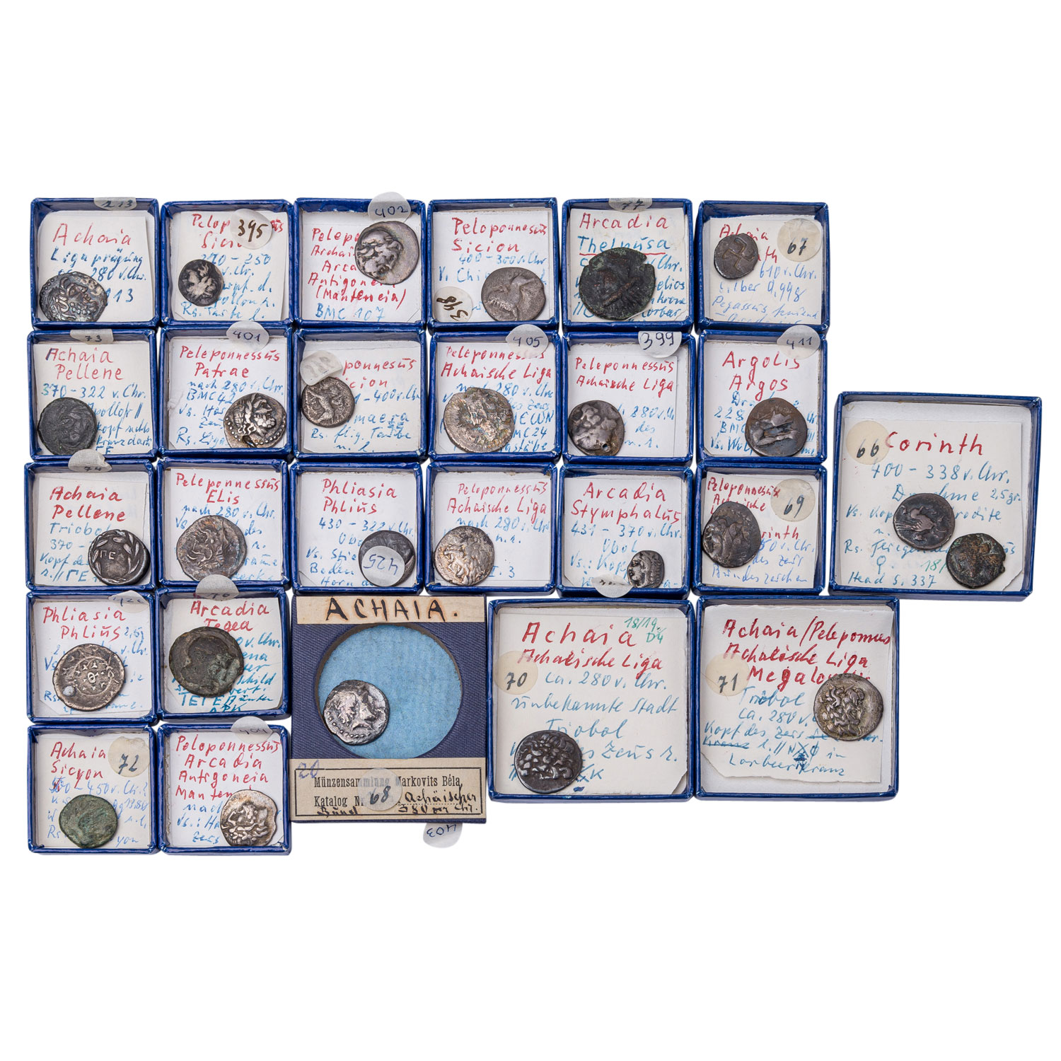 Antikes Griechenland 27-teilige Sammlung aus zahlreichen Silber- und Bronzemünzen -