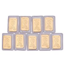 GOLDbarren – 9 x 20 g GOLD fein, Goldbarren geprägt, Hersteller Bank Leu/Essayeur Fondeur.
