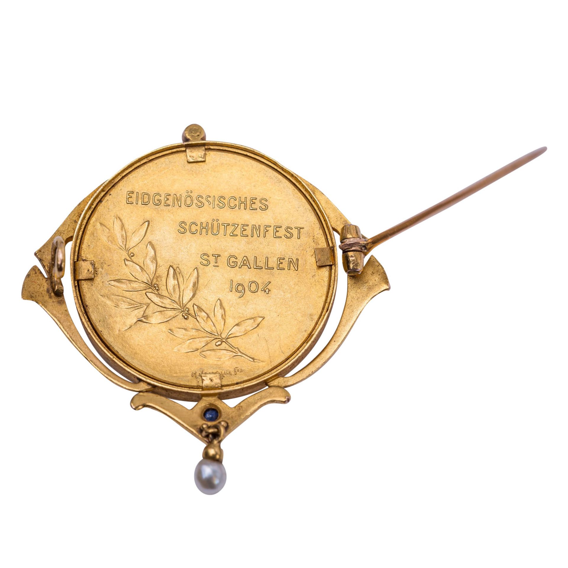 Schweiz - Goldmedaille 1904, Auf das Eidgenössische Schützenfest in St. Gallen, - Bild 3 aus 4