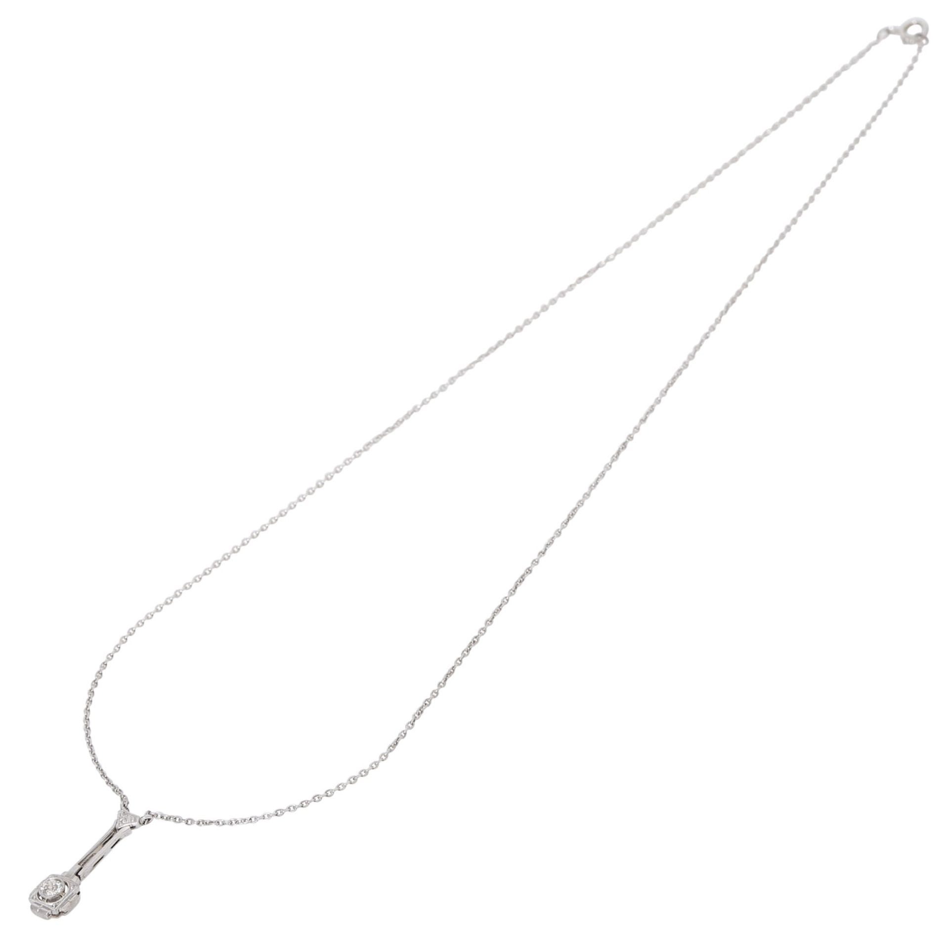 Collier mit Altschliffdiamant ca. 0,18 ct, - Bild 3 aus 3