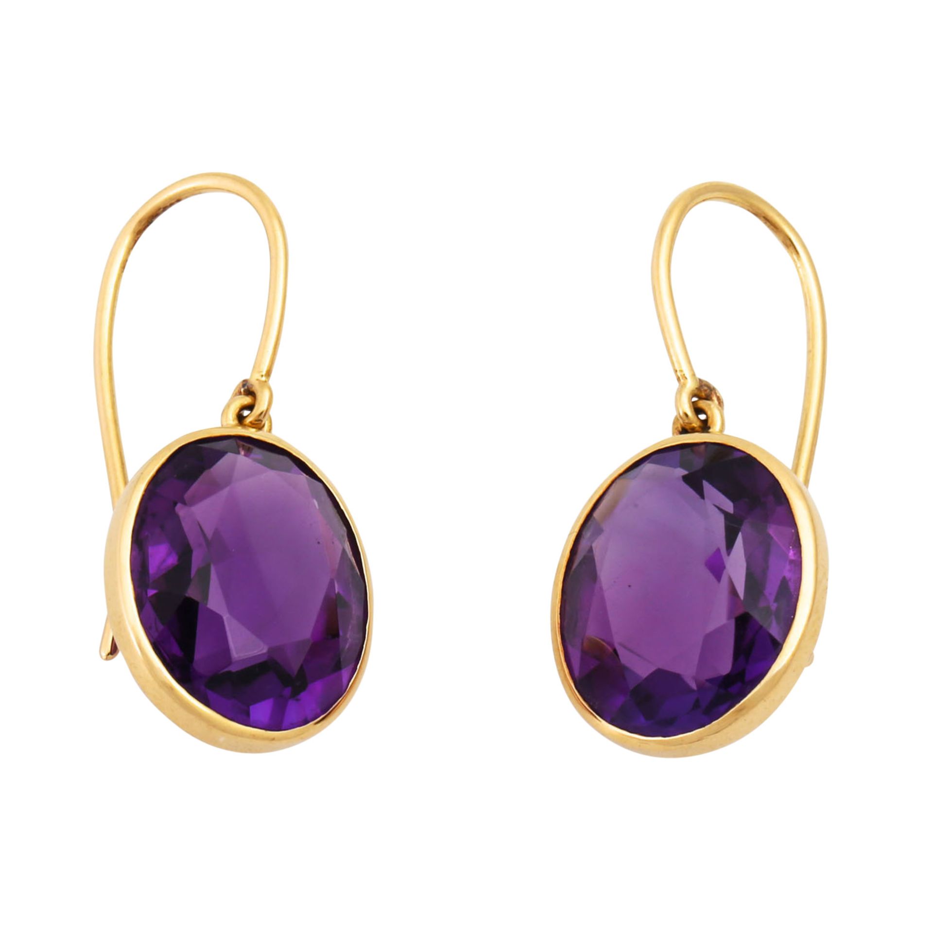 Ohrhänger mit oval facettierten Amethysten, - Bild 2 aus 4