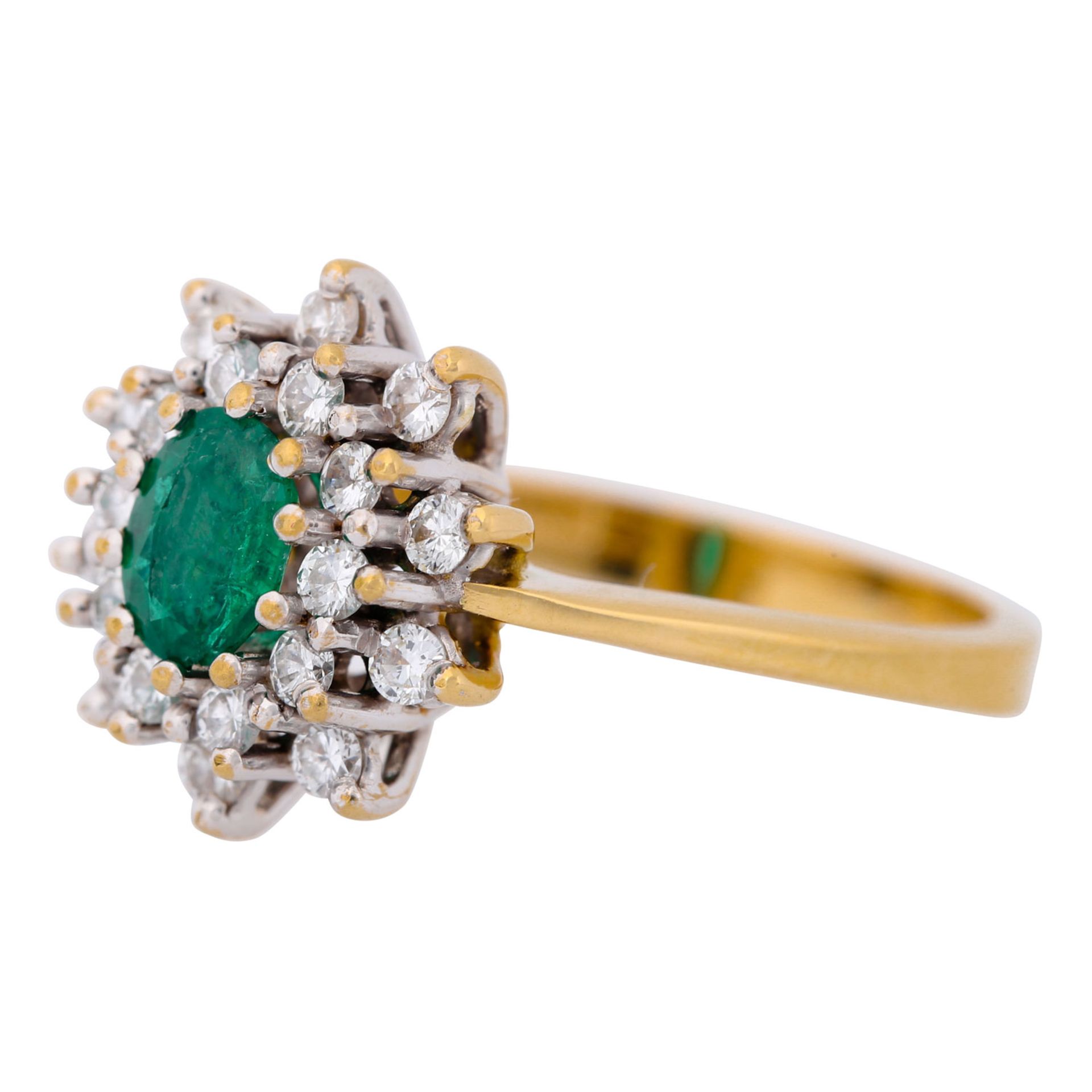 Ring mit ovalem Smaragd ca. 0,5 ct und Brillanten zus. ca. 0,4 ct, - Image 3 of 3