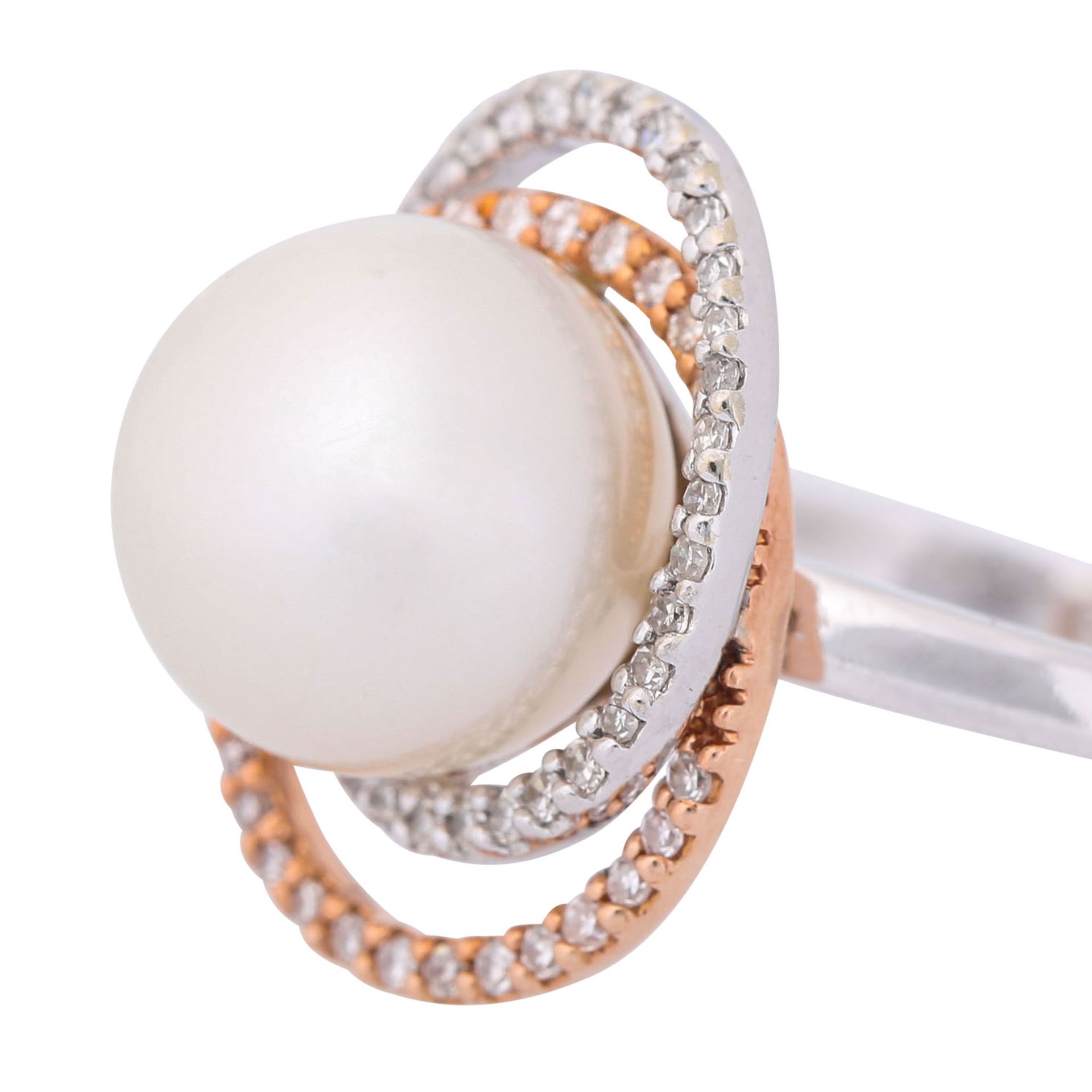 Ring mit Perle und Achtkantdiamanten zus. ca. 0,5 ct, - Image 3 of 3