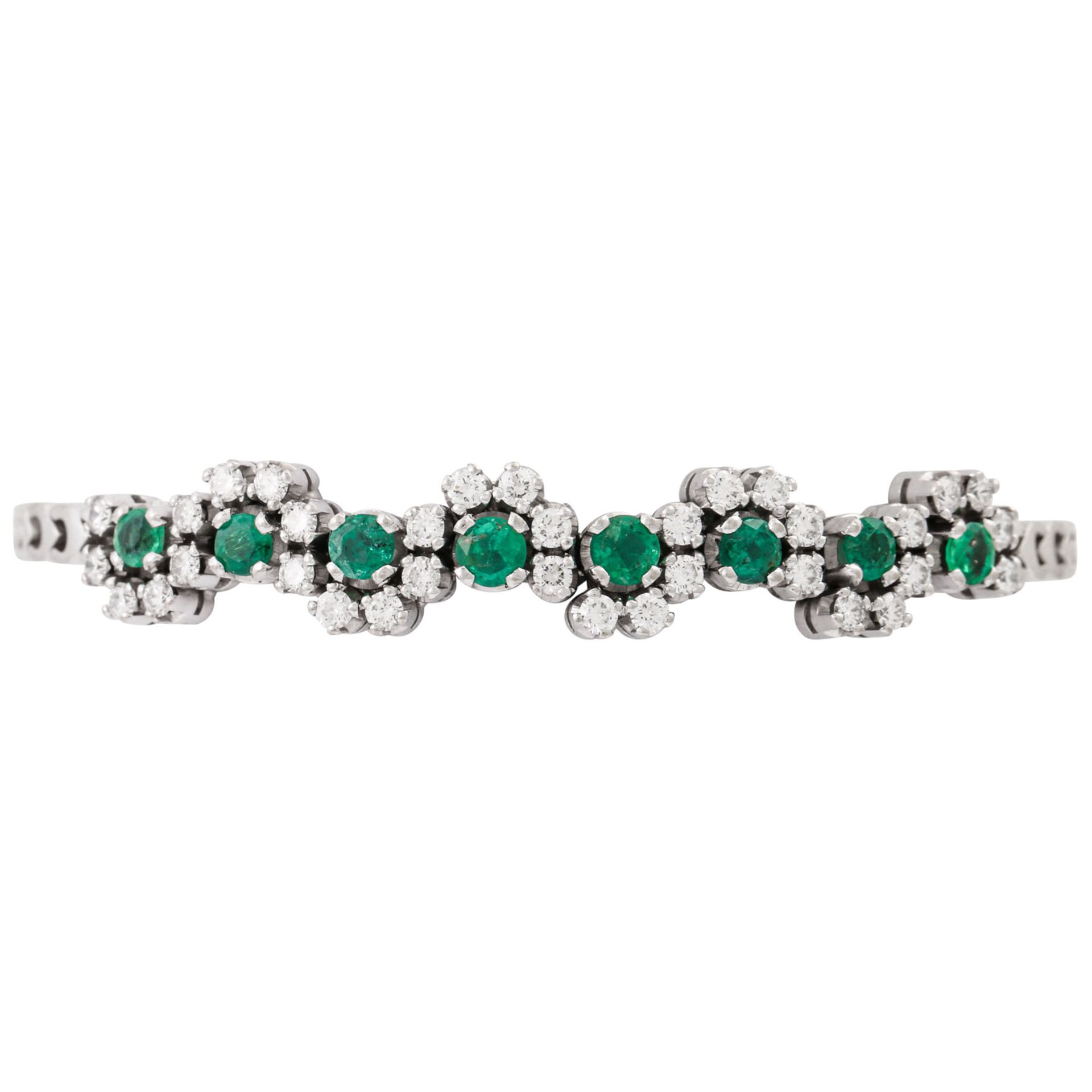 Armband mit 8 Smaragden zus. ca. 1, 09 ct und Brillanten zus. ca. 1,35 ct, - Image 3 of 6