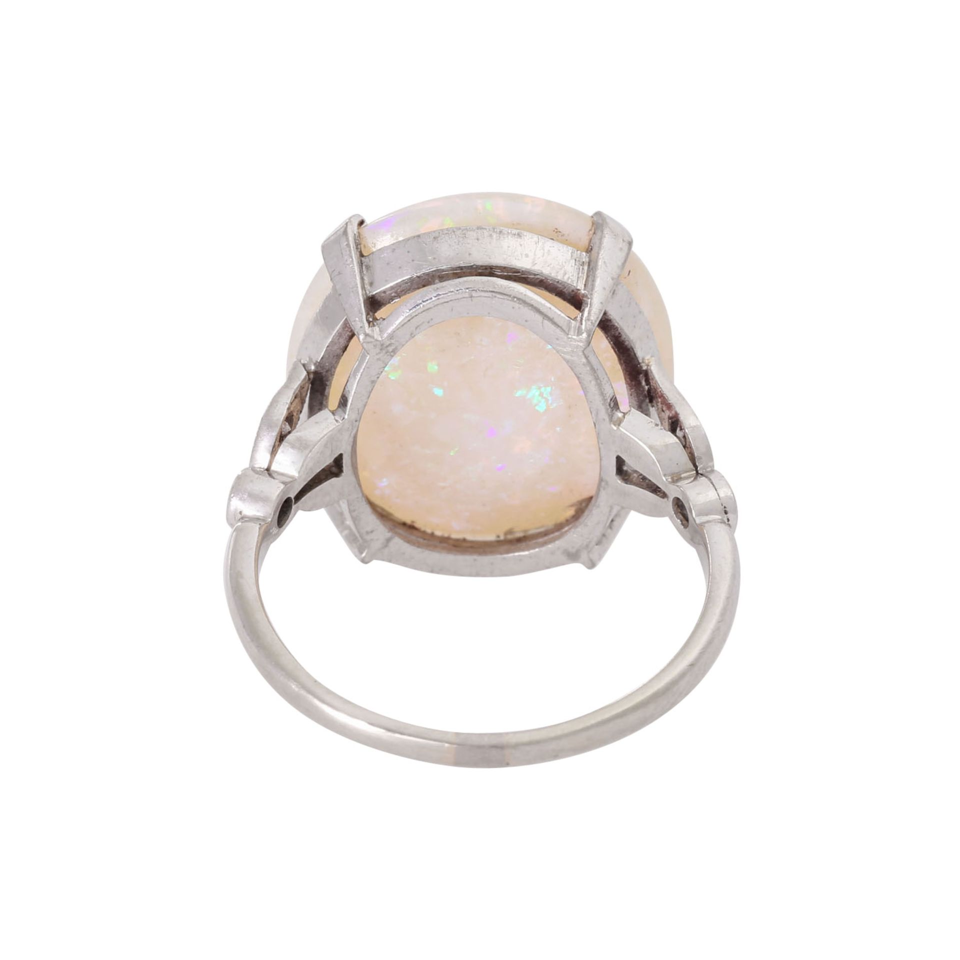 Ring mit feinem weißem Opal mit lebhaftem Farbspiel, - Bild 3 aus 3