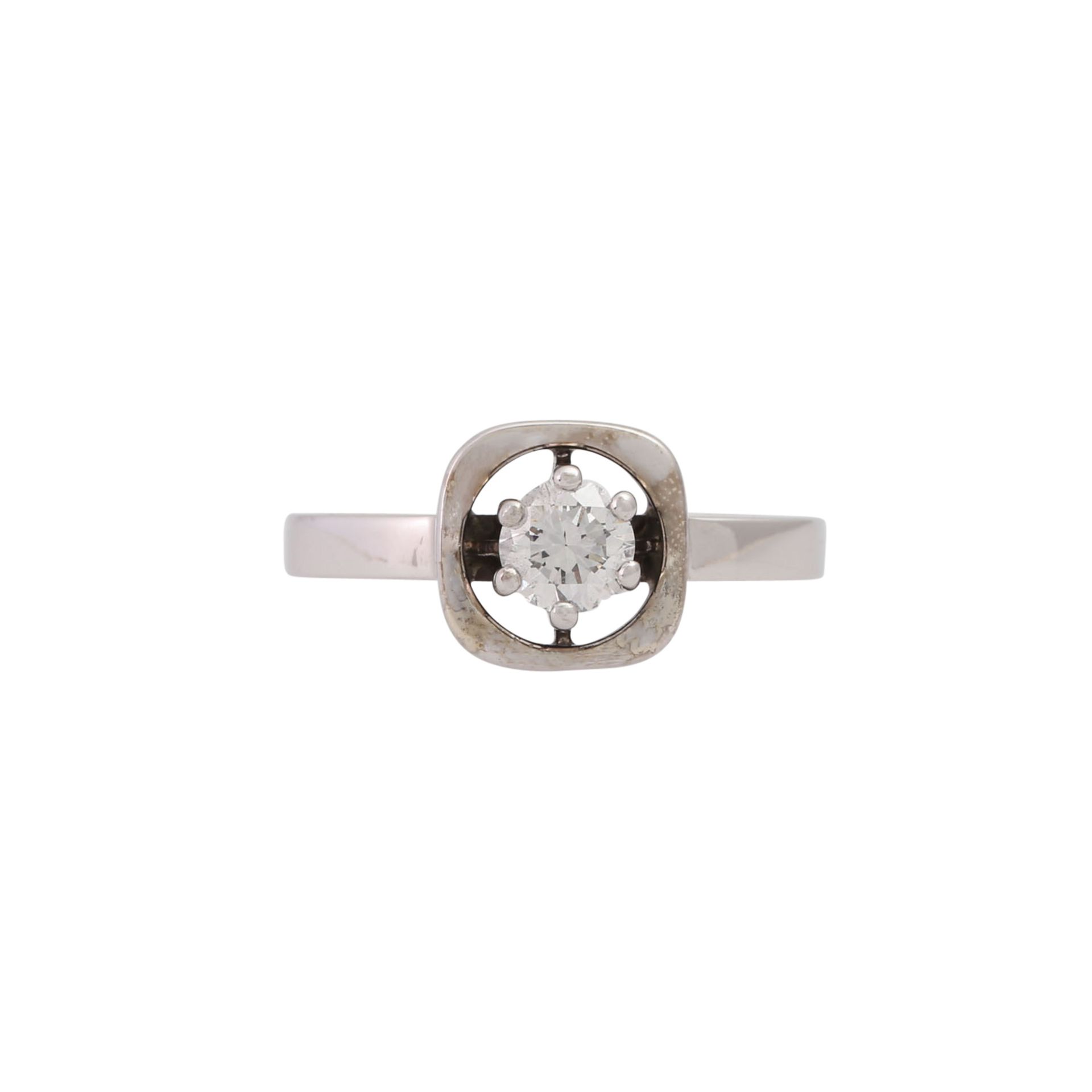 Ring mit Brillant, 0,50 ct, ca. WEISS (H)/VVS, - Image 2 of 5