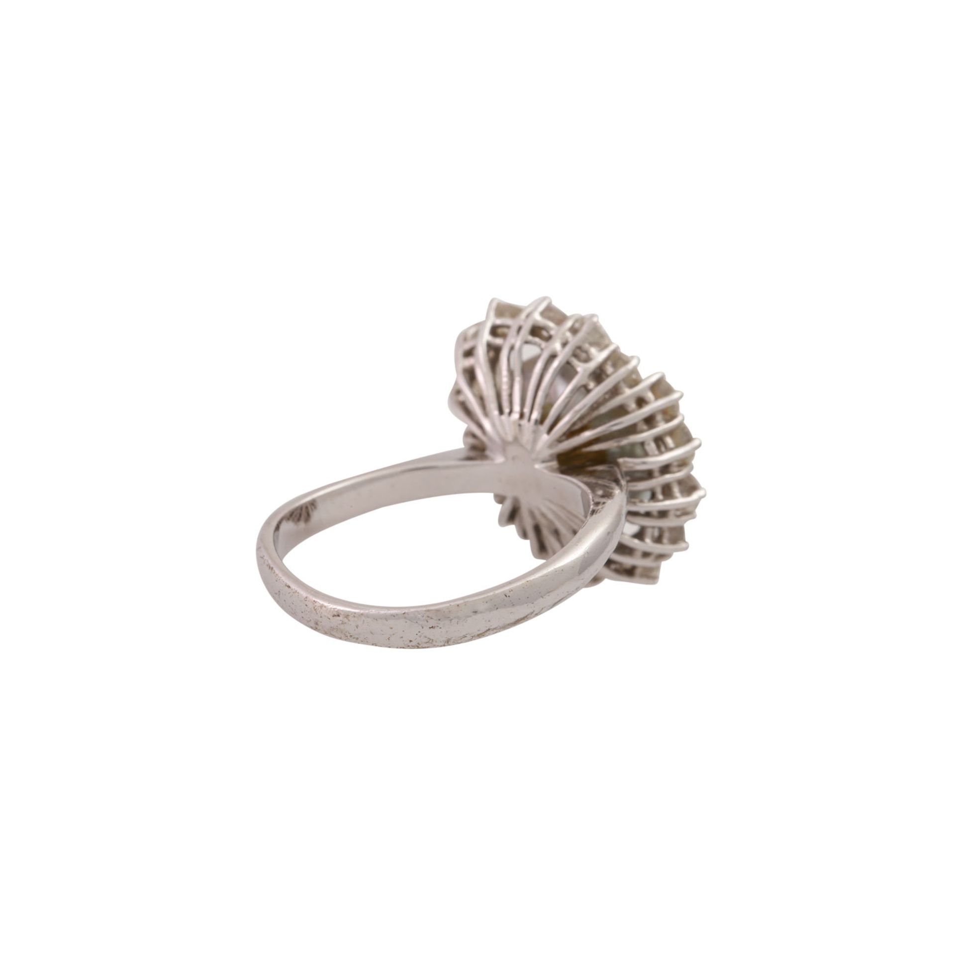 Ring mit Perle und Brillanten zus. ca. 0,96 ct (punziert), - Bild 3 aus 4