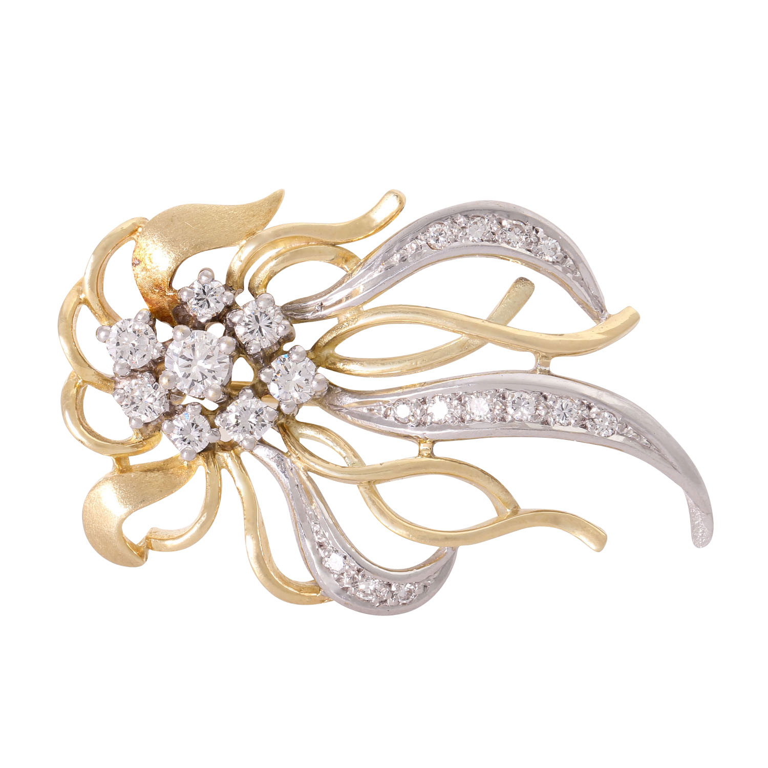 Brosche "Bouquet" mit Brillanten zus. ca. 0,5 ct,