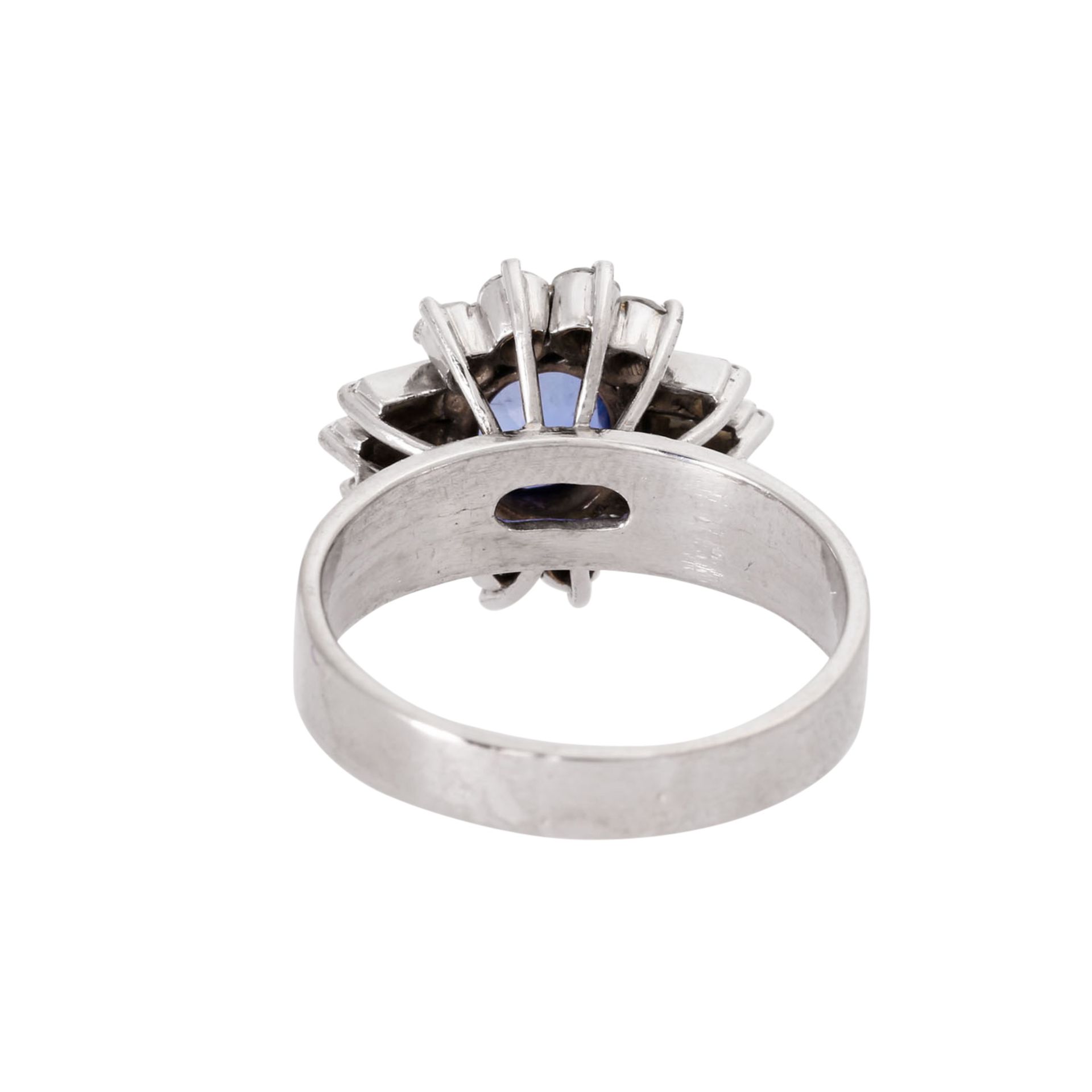 Ring mit Saphir ca. 1,5 ct und Diamanten zus. ca. 0,6 ct, - Bild 3 aus 3