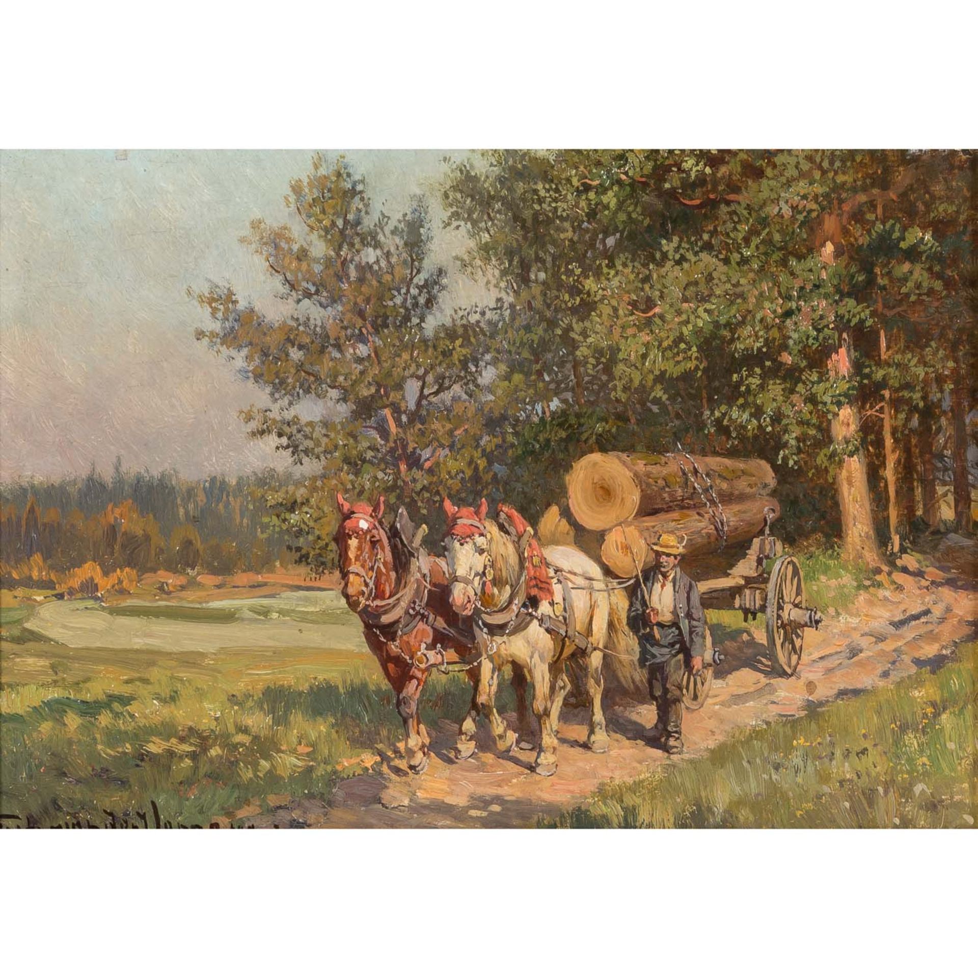 VAN DER VENNE, FRITZ (1873-1936) "Fuhrmann beim Holztransport"