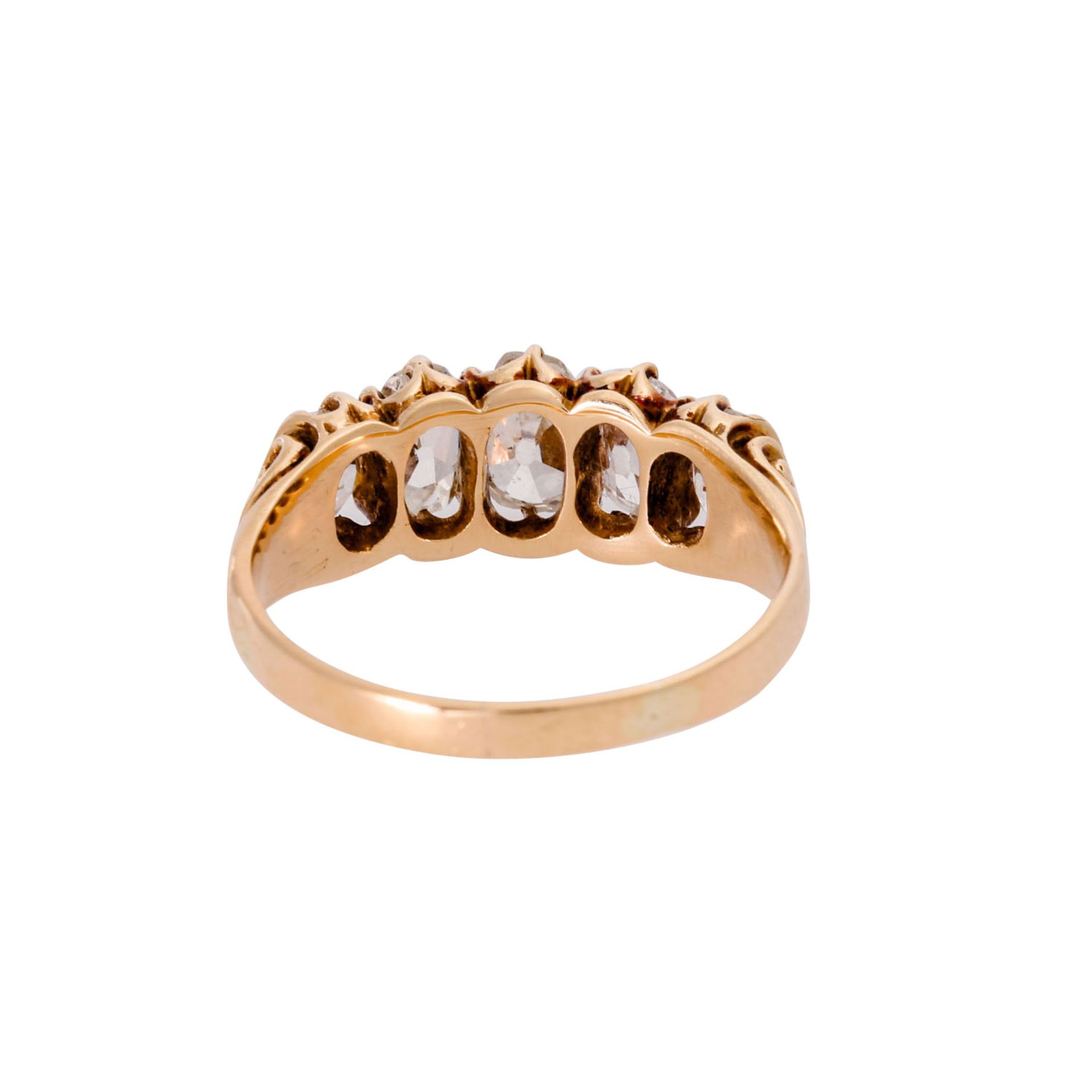 Ring mit 5 schönen Altschliffdiamanten, zus. ca. 1,4 ct, - Bild 3 aus 3