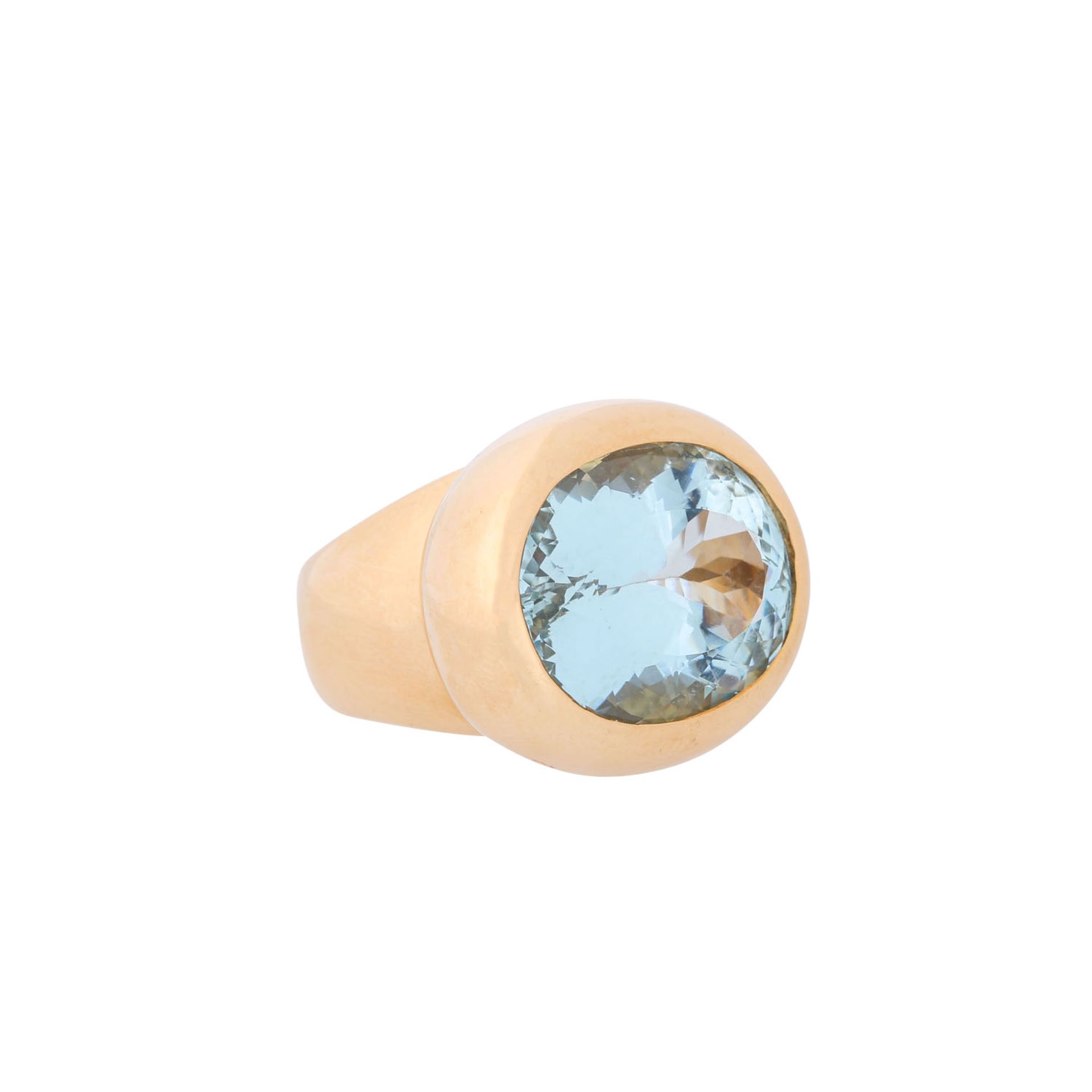 Ring mit oval facettiertem Aquamarin ca. 22 ct