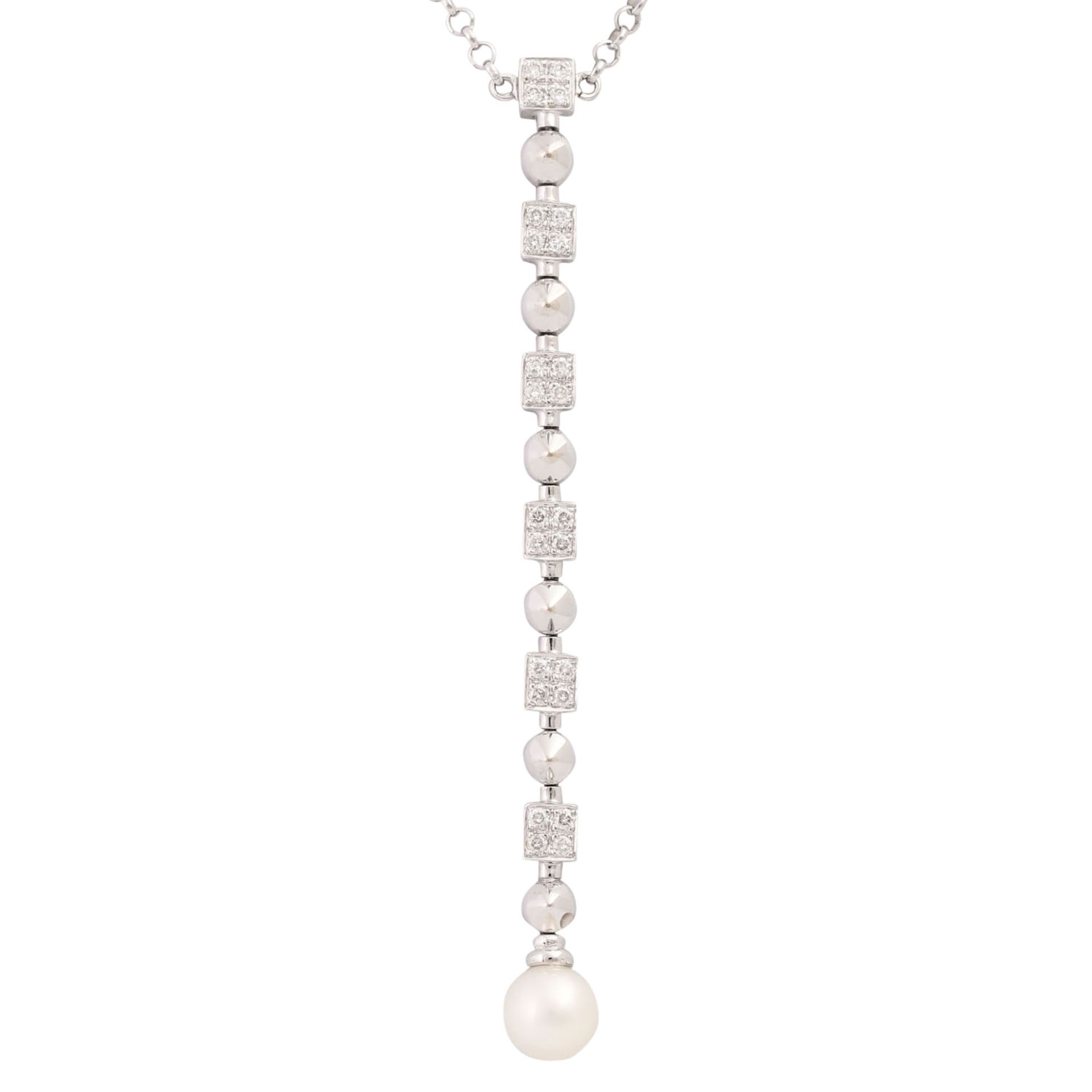 Collier mit Perle und Brillanten zus. ca. 0,45 ct, - Image 2 of 5