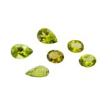 Konvolut 6 Peridots zus. ca. 13,7 ct,