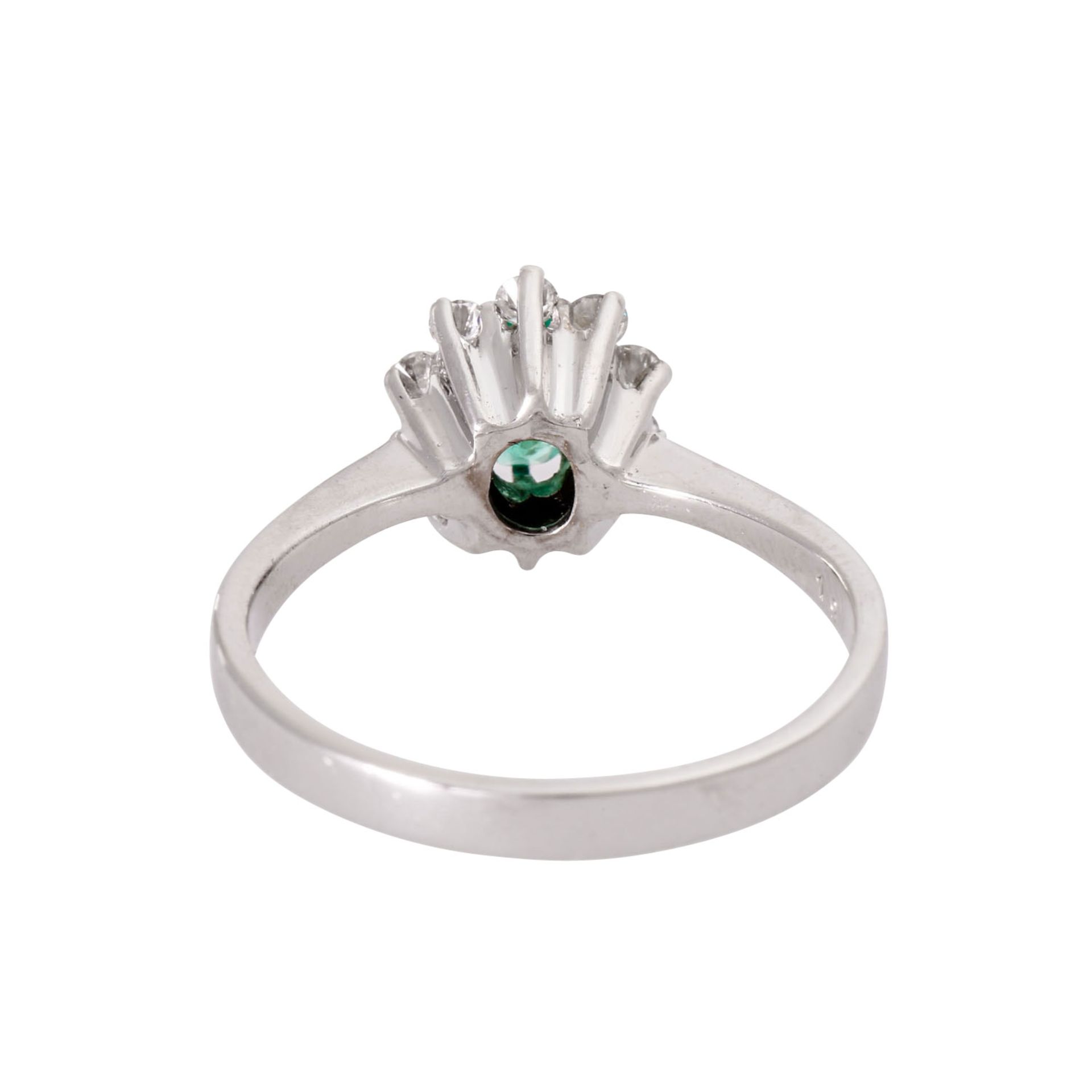 WEMPE Ring mit Smaragd umgeben von 10 Brillanten zus. ca. 0,2 ct, - Bild 3 aus 3