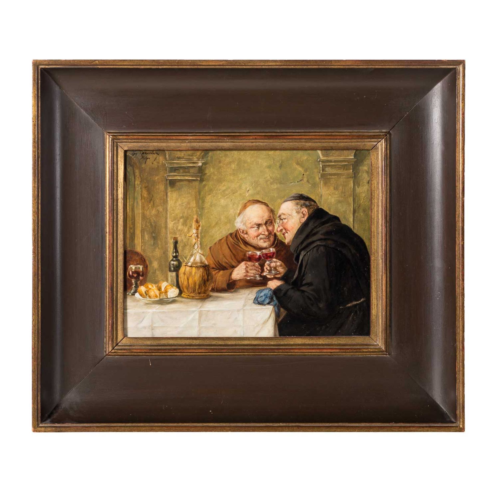 ROESSLER, GEORG (1861-1925) "Zwei Mönche stießen an einem gedeckten Tisch an" - Bild 2 aus 8