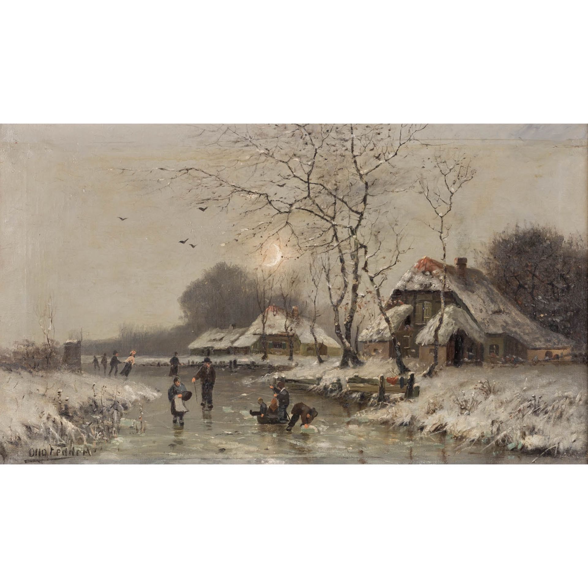 FEDDER, OTTO (1873-1919) "Eisvergnügen im Mondschein"