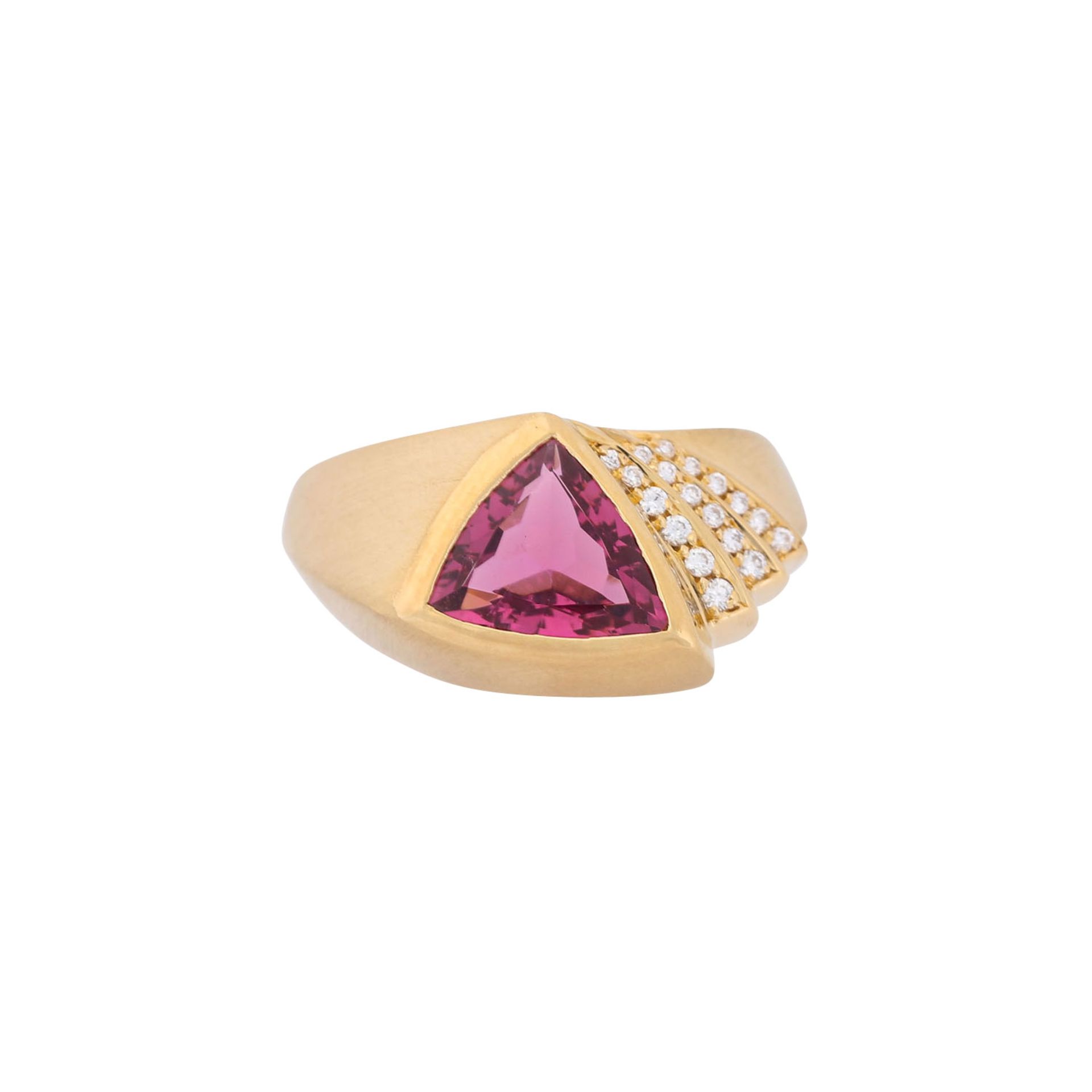 Ring mit himbeerfarbenem Turmalin und Brillanten zus. ca. 0,15 ct, - Image 2 of 3