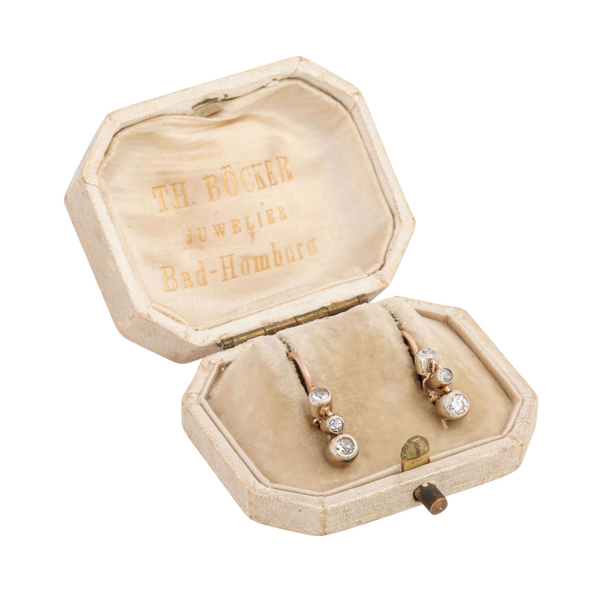 Ohrringe mit Altschliffdiamanten zus. ca. 0,5 ct, - Bild 2 aus 5