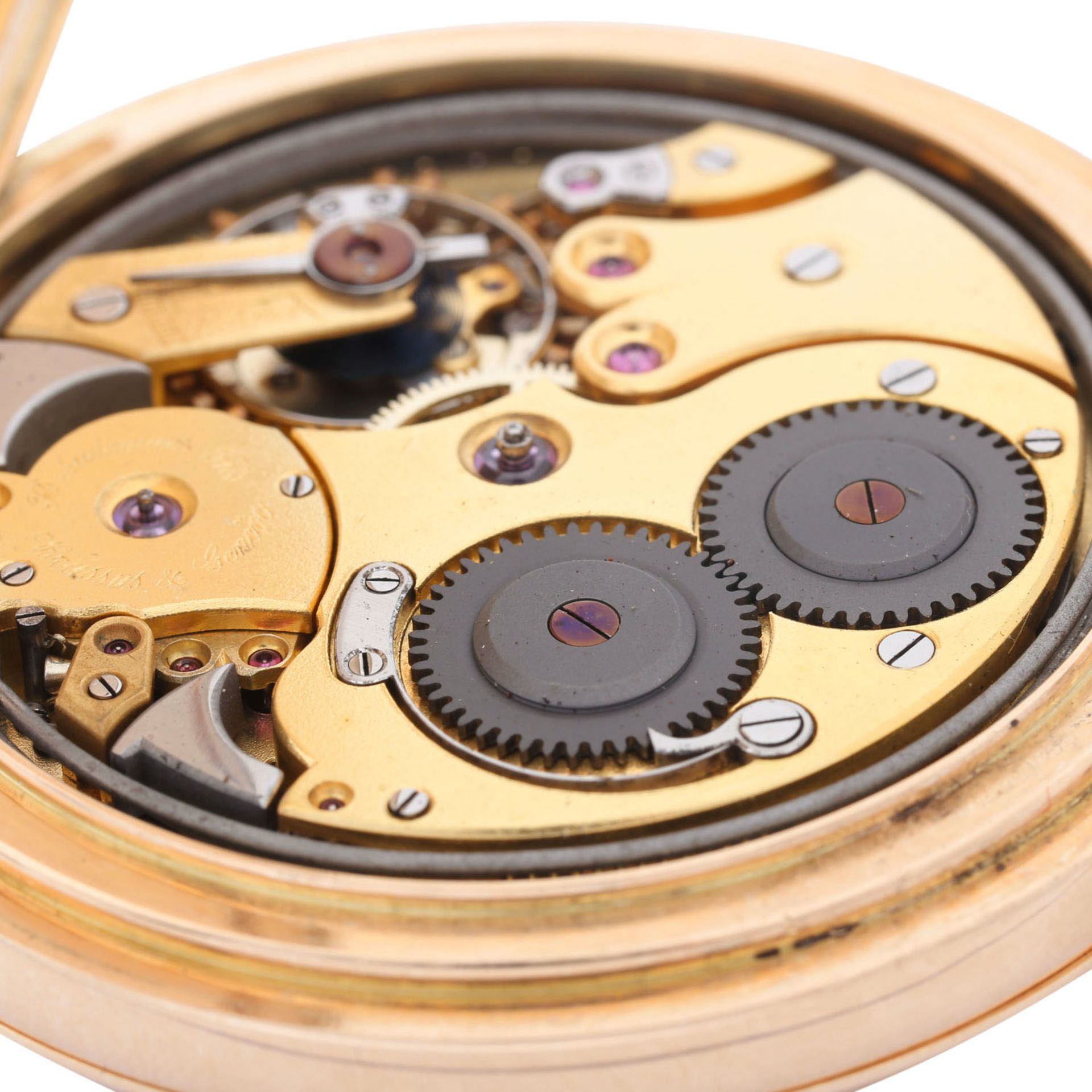 F. AUDEMARS FILS Brassus & Genéve schwere Goldsvonette Taschenuhr mit Minutenrepetition. - Bild 7 aus 10