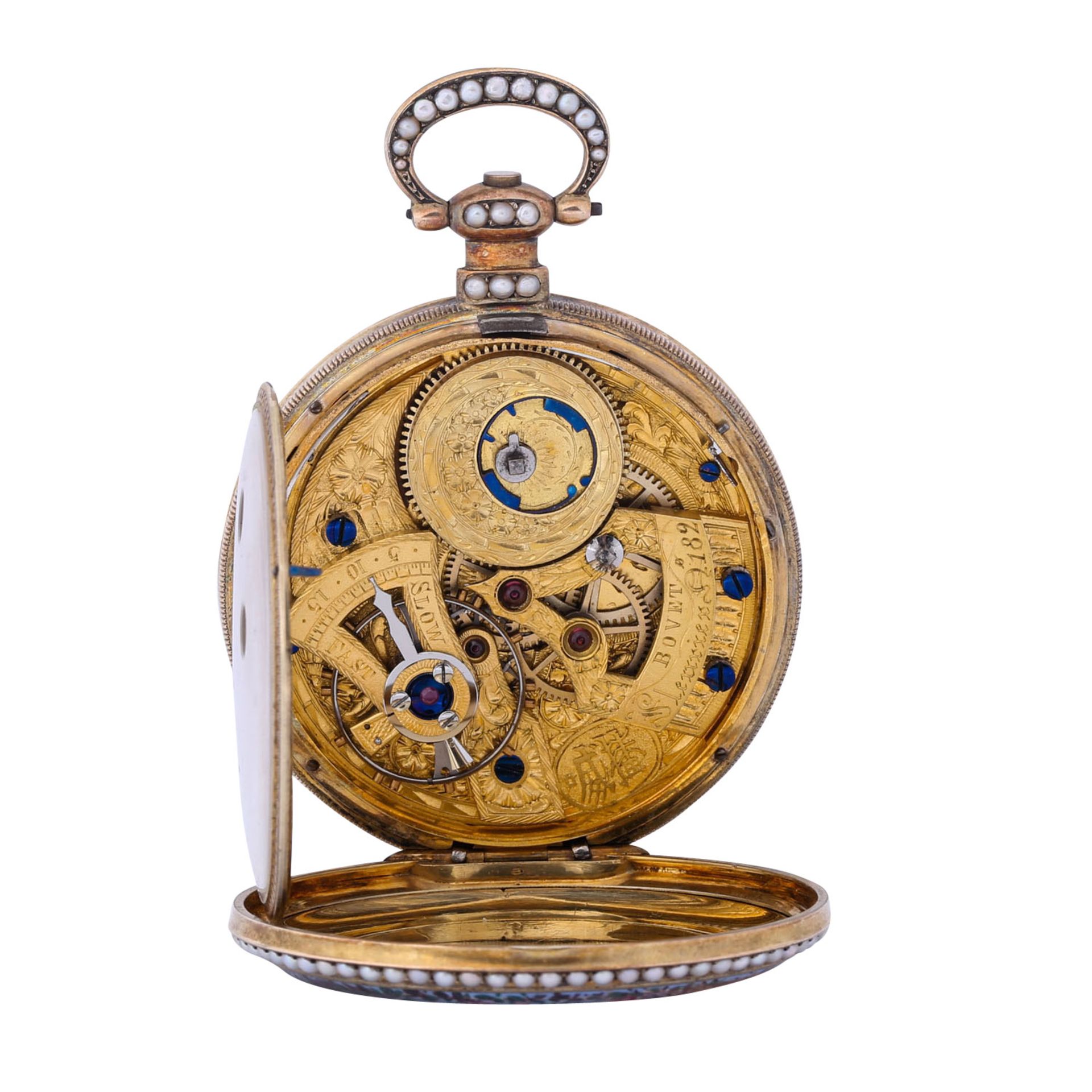 BOVET FLEURIER museale offene Taschenuhr für chinesichen Markt "Tigerjagd". Schweiz, 2. Hälfte 19. J - Image 3 of 7