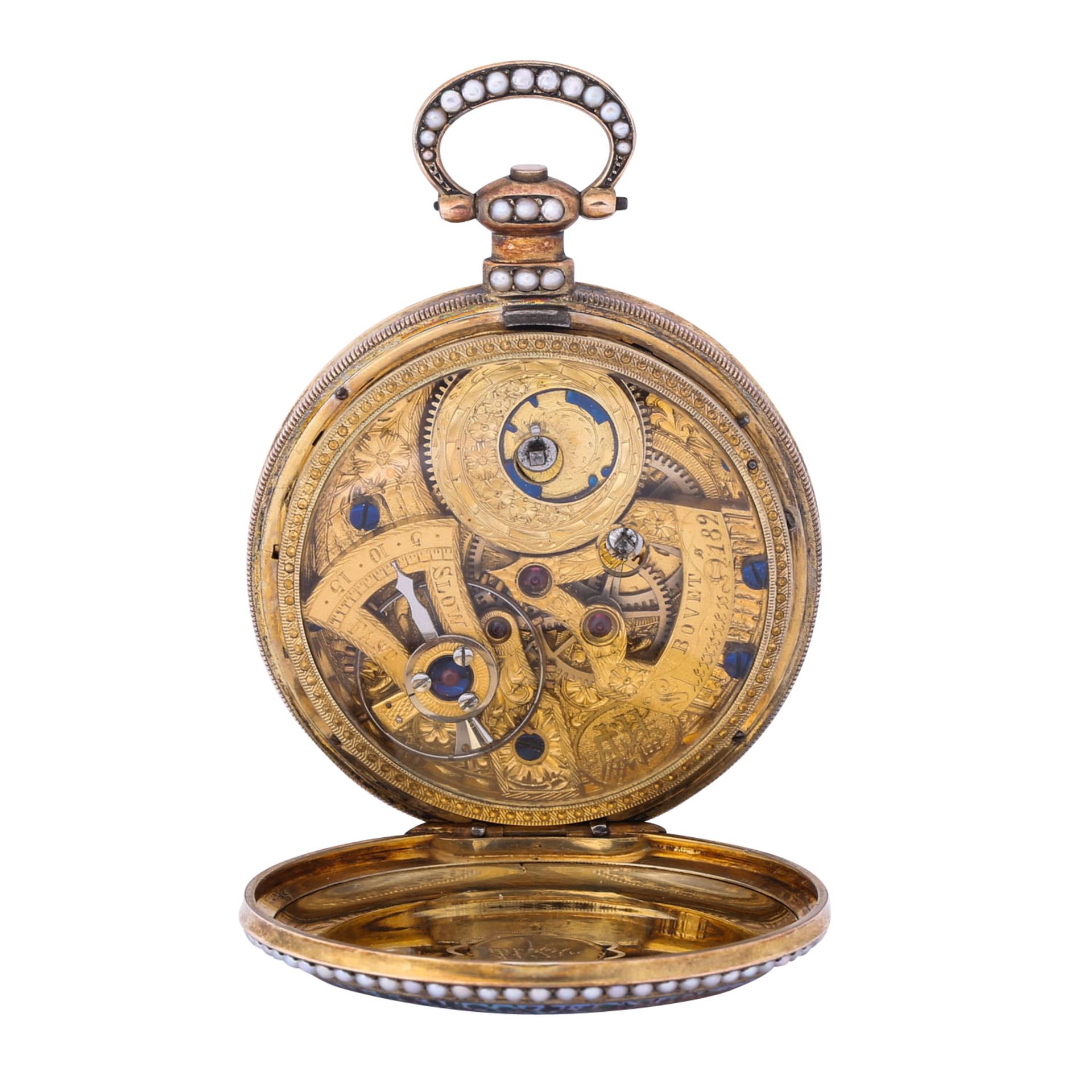 BOVET FLEURIER museale offene Taschenuhr für chinesichen Markt "Tigerjagd". Schweiz, 2. Hälfte 19. J - Image 4 of 7