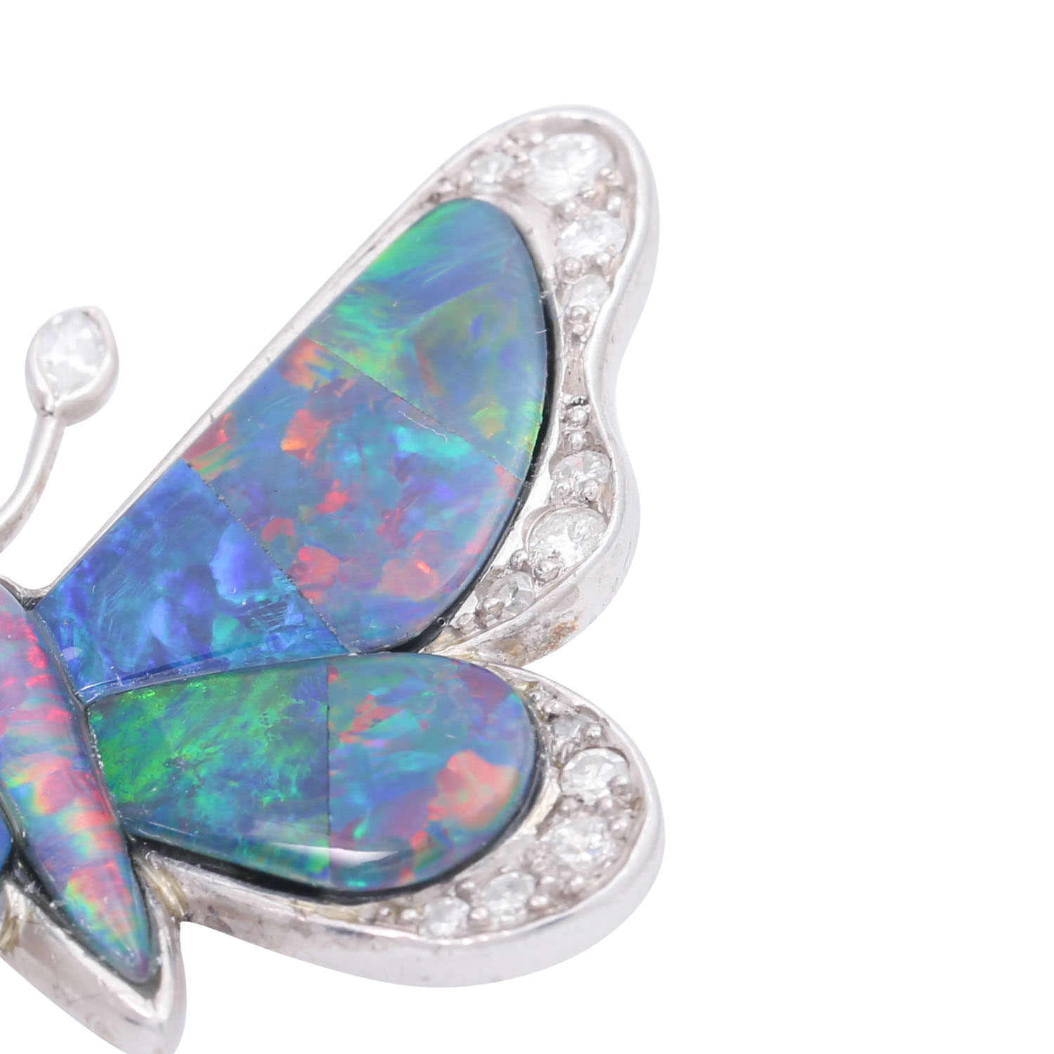 Brosche "Schmetterling" mit Opaltripletten und Diamanten von ca. 0,2 ct, - Image 4 of 5