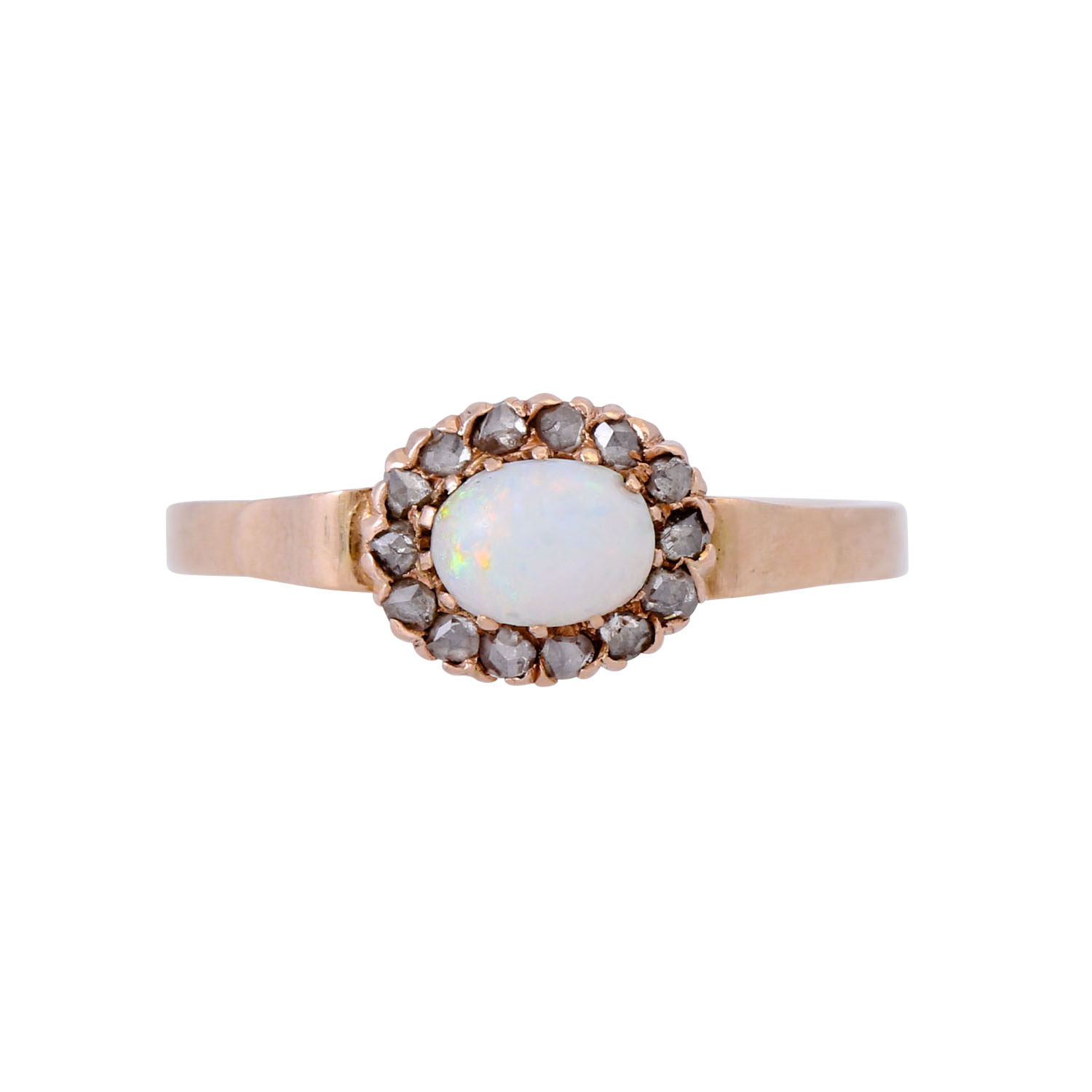 Antikes Schmuckset Ring und Nadel mit Opal und Diamantrosen, - Image 3 of 3