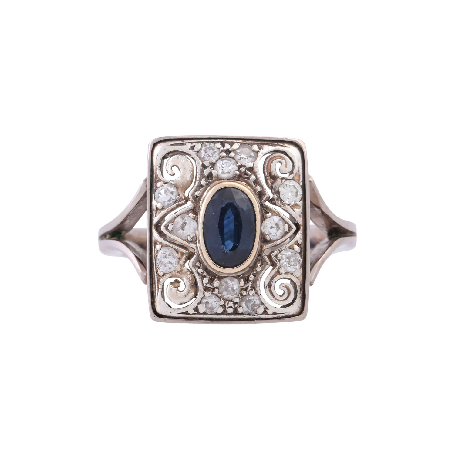 Ring mit Saphir und kleinen Diamanten, - Image 2 of 4