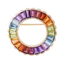 Brosche "Multicolor" mit diversen Farbedelsteinen