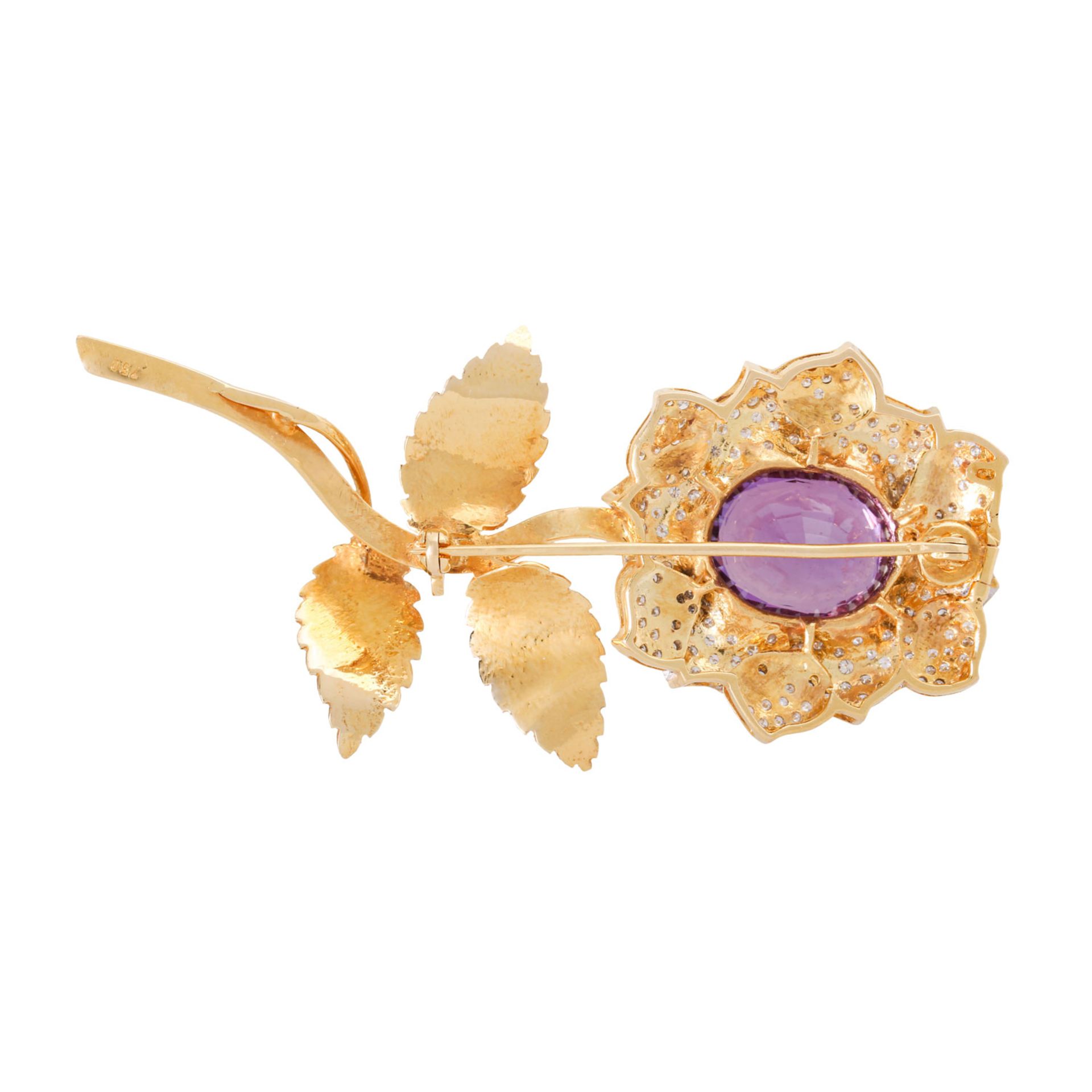 Brosche "Blume" mit Amethyst und Brillanten - Bild 2 aus 3