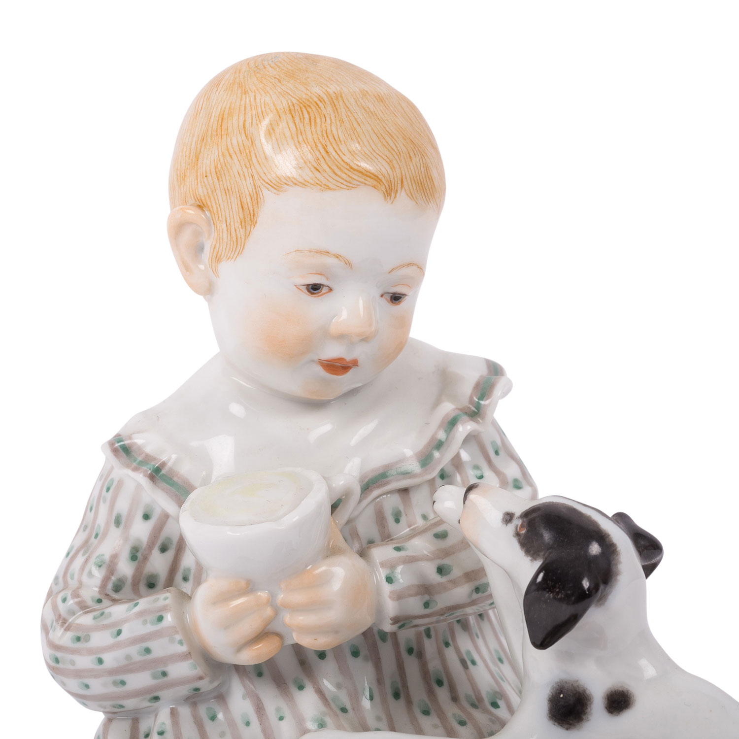 MEISSEN "Sitzendes Kind mit Hund und Milchtasse" - Image 7 of 7
