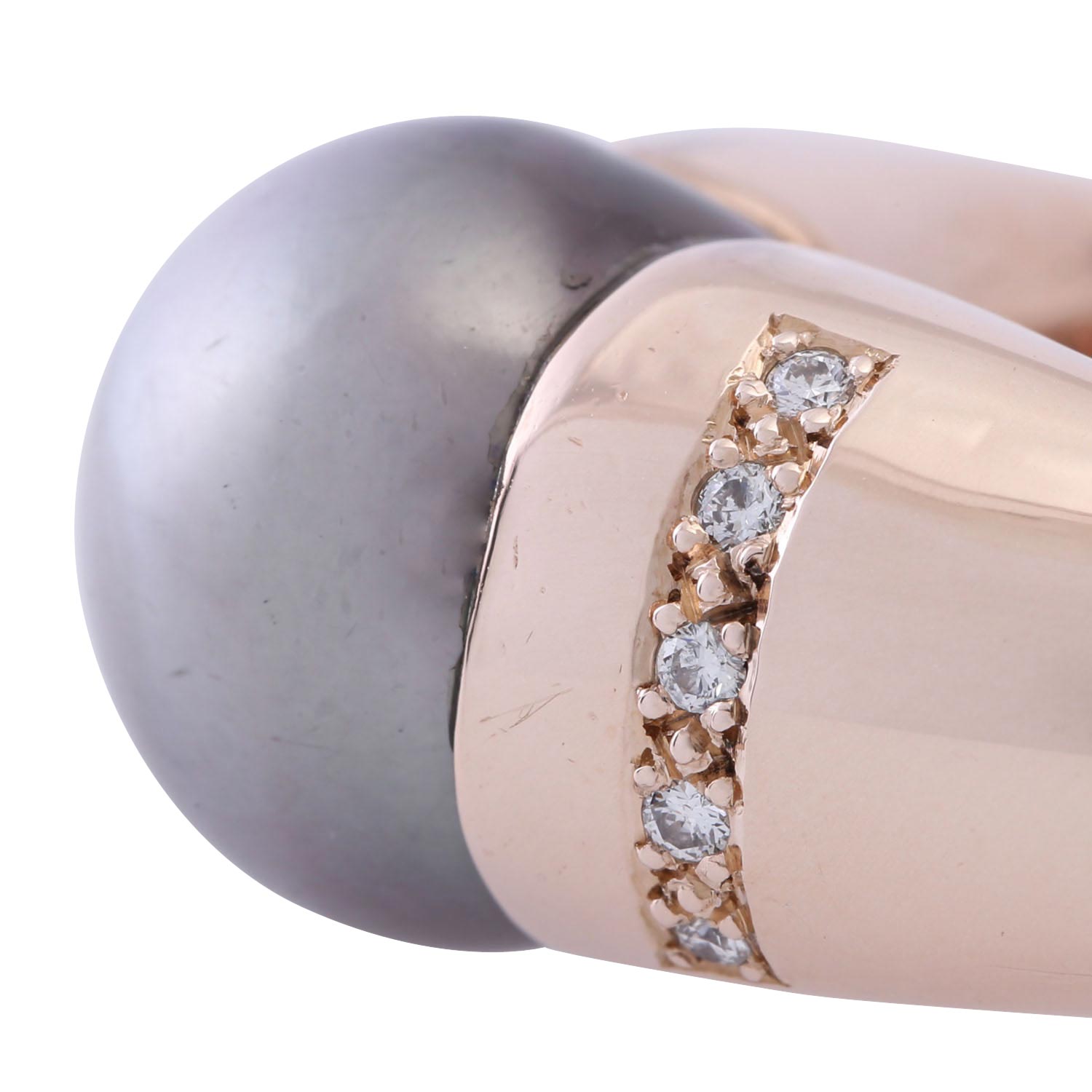 Ring mit großer Tahitiperle und Diamanten zus. ca. 0,1 ct, - Image 5 of 5
