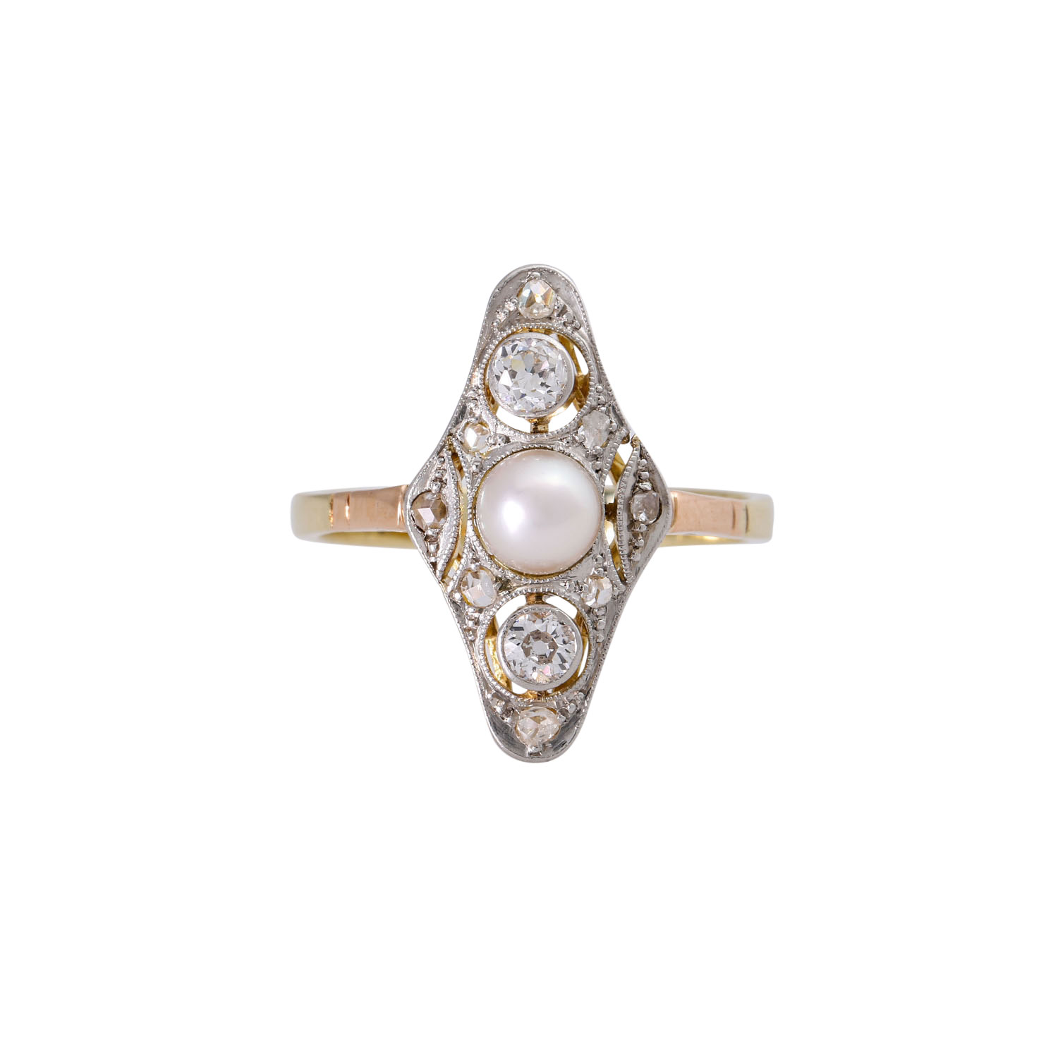 Art Déco Ring mit Perle und Diamanten - Image 2 of 4