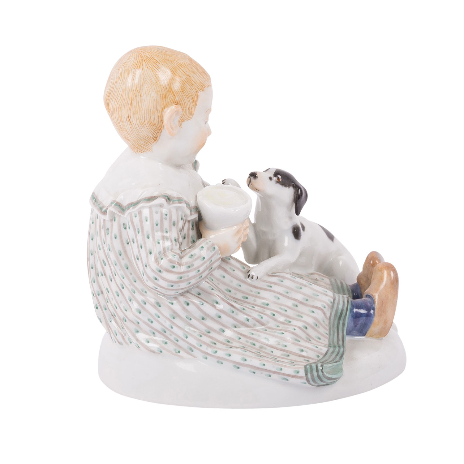 MEISSEN "Sitzendes Kind mit Hund und Milchtasse" - Image 2 of 7