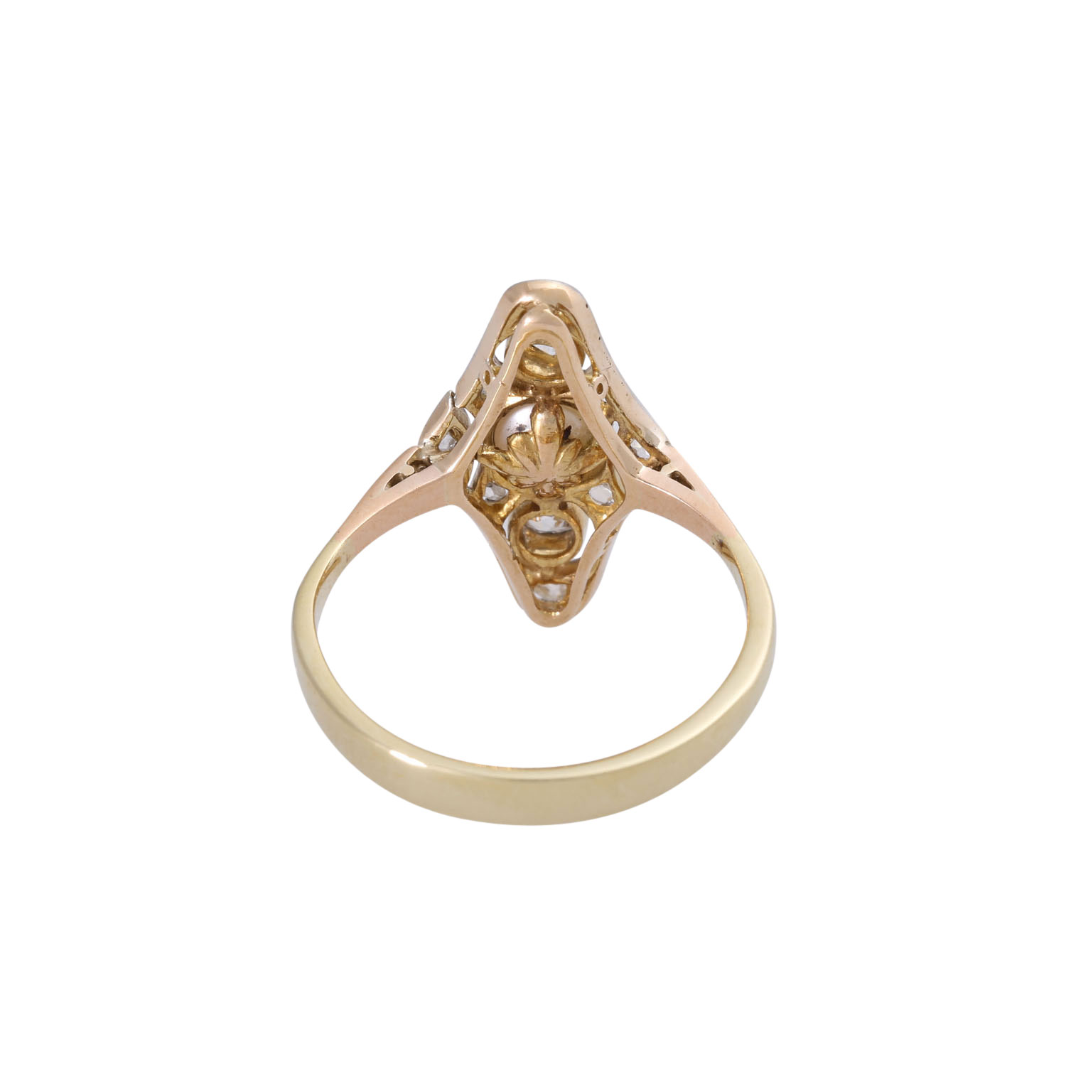 Art Déco Ring mit Perle und Diamanten - Image 4 of 4