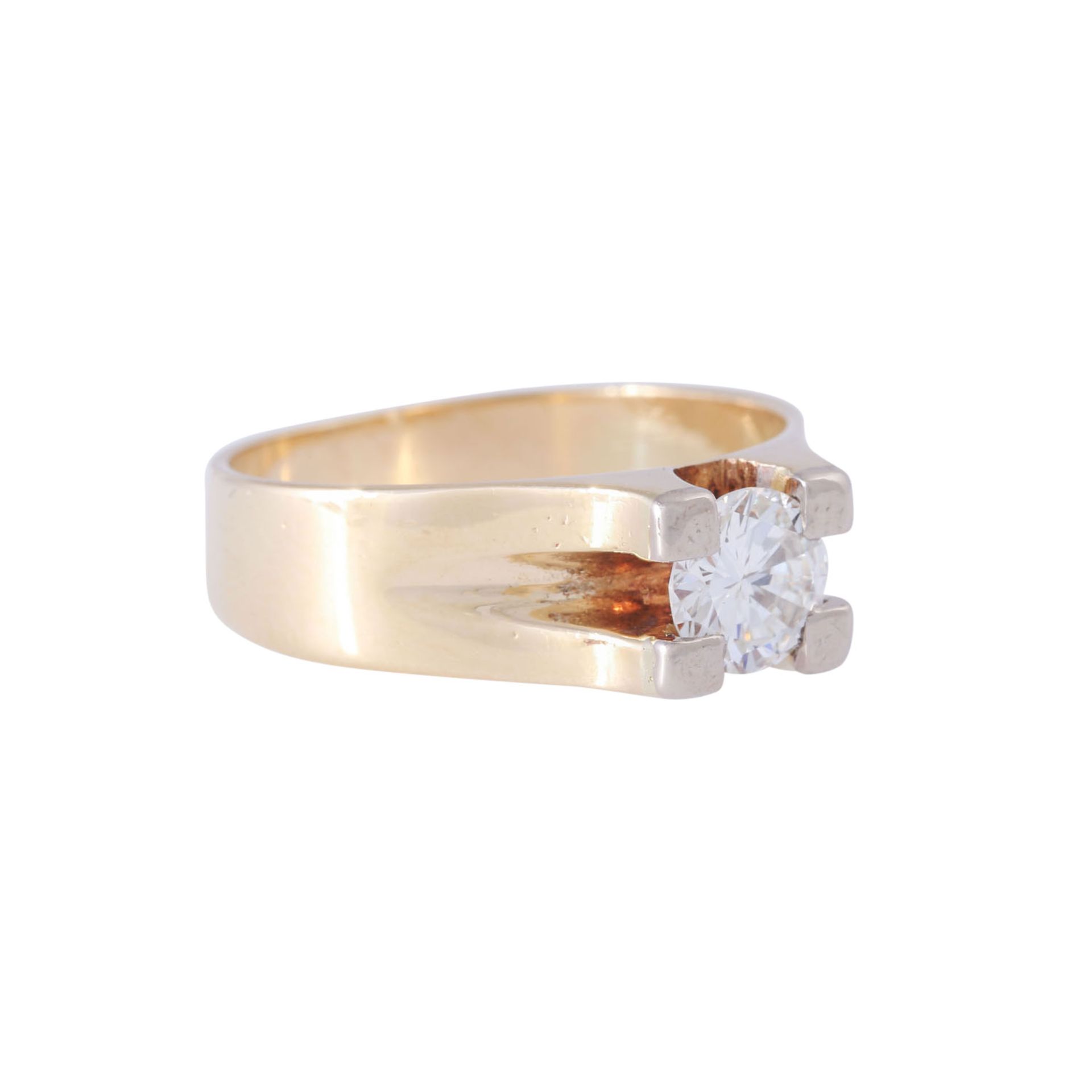 Solitärring mit Brillant von ca. 0,9 ct,